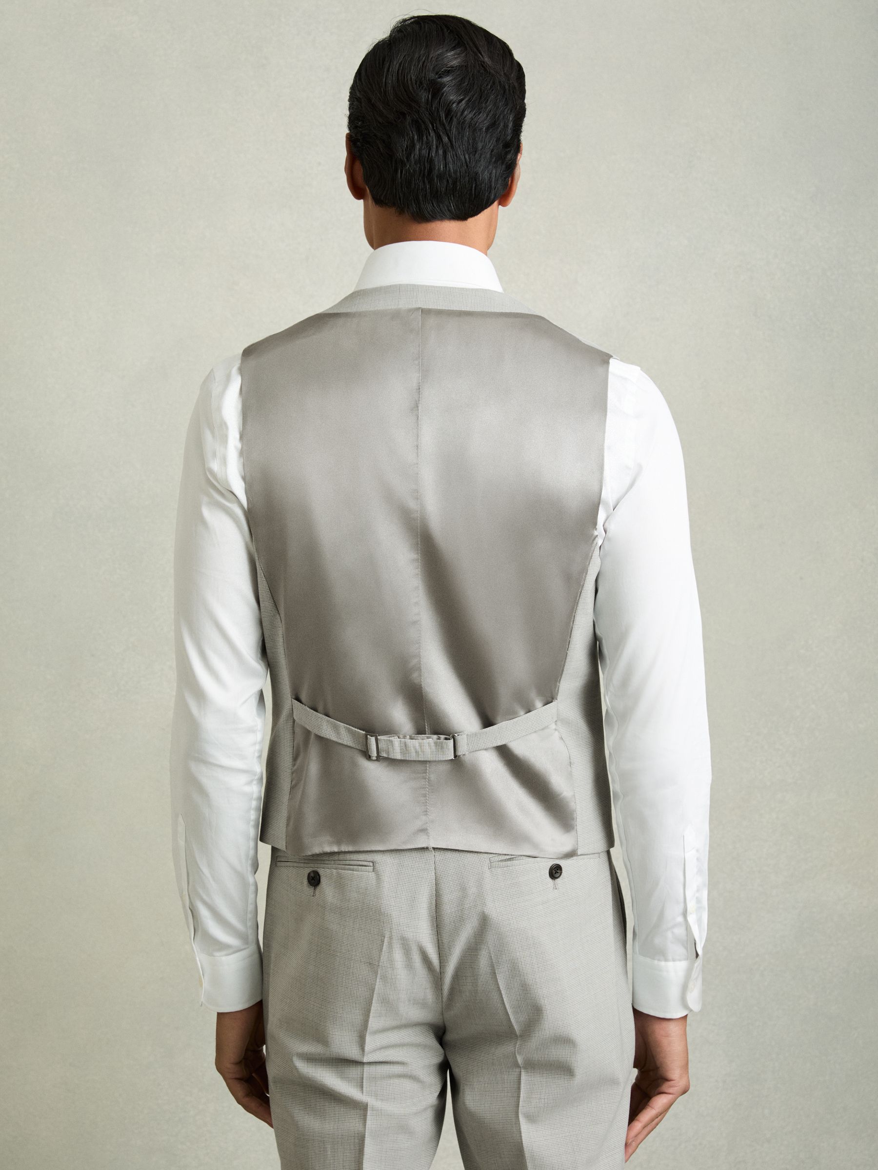 Puppytooth-Check Suit Waistcoat Wool-Blend in Grey