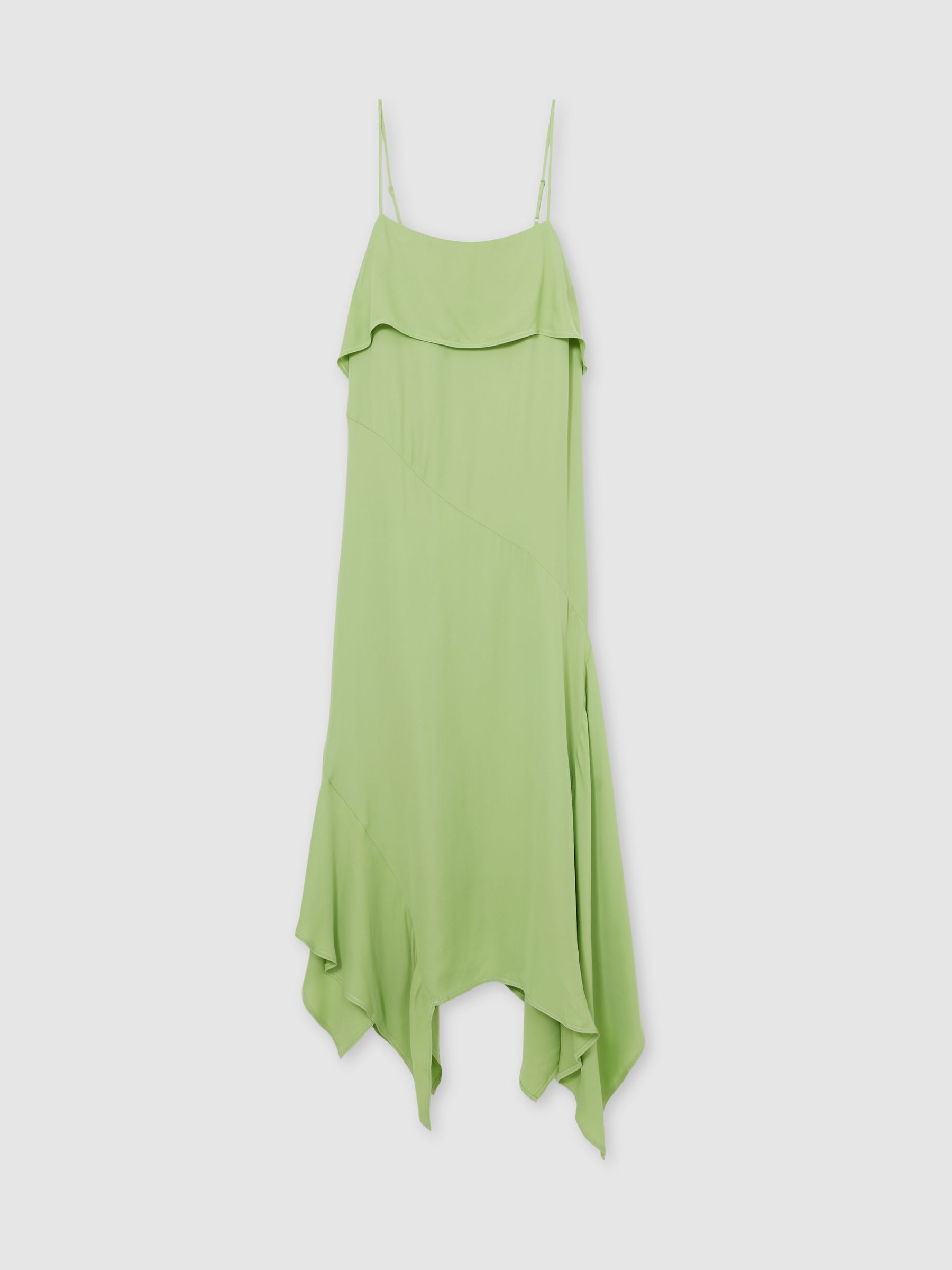 Ruffle-Detail Midi Dress in Green