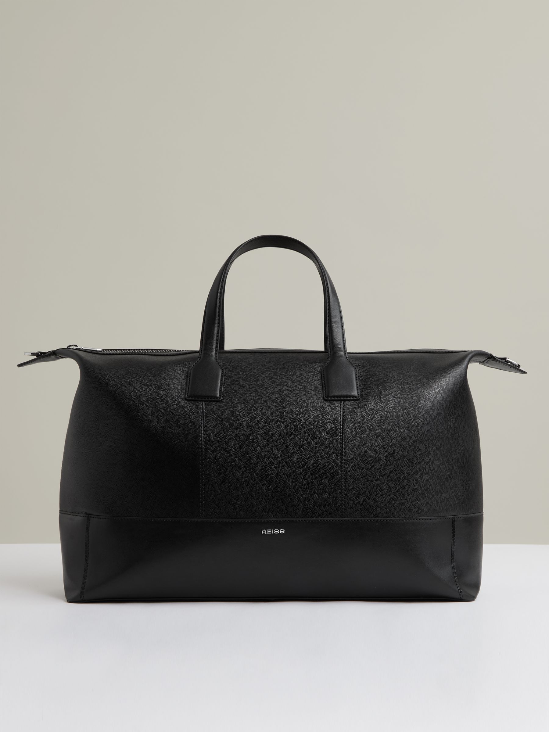 Micro-Grain Leather Holdall in Black