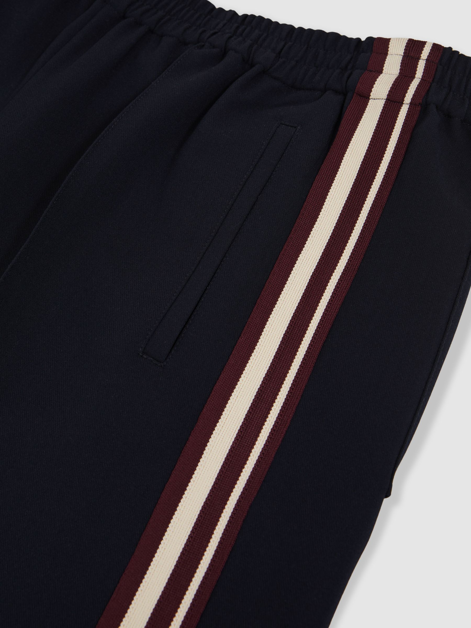 Side-Stripe Wide-Leg Trousers in Navy