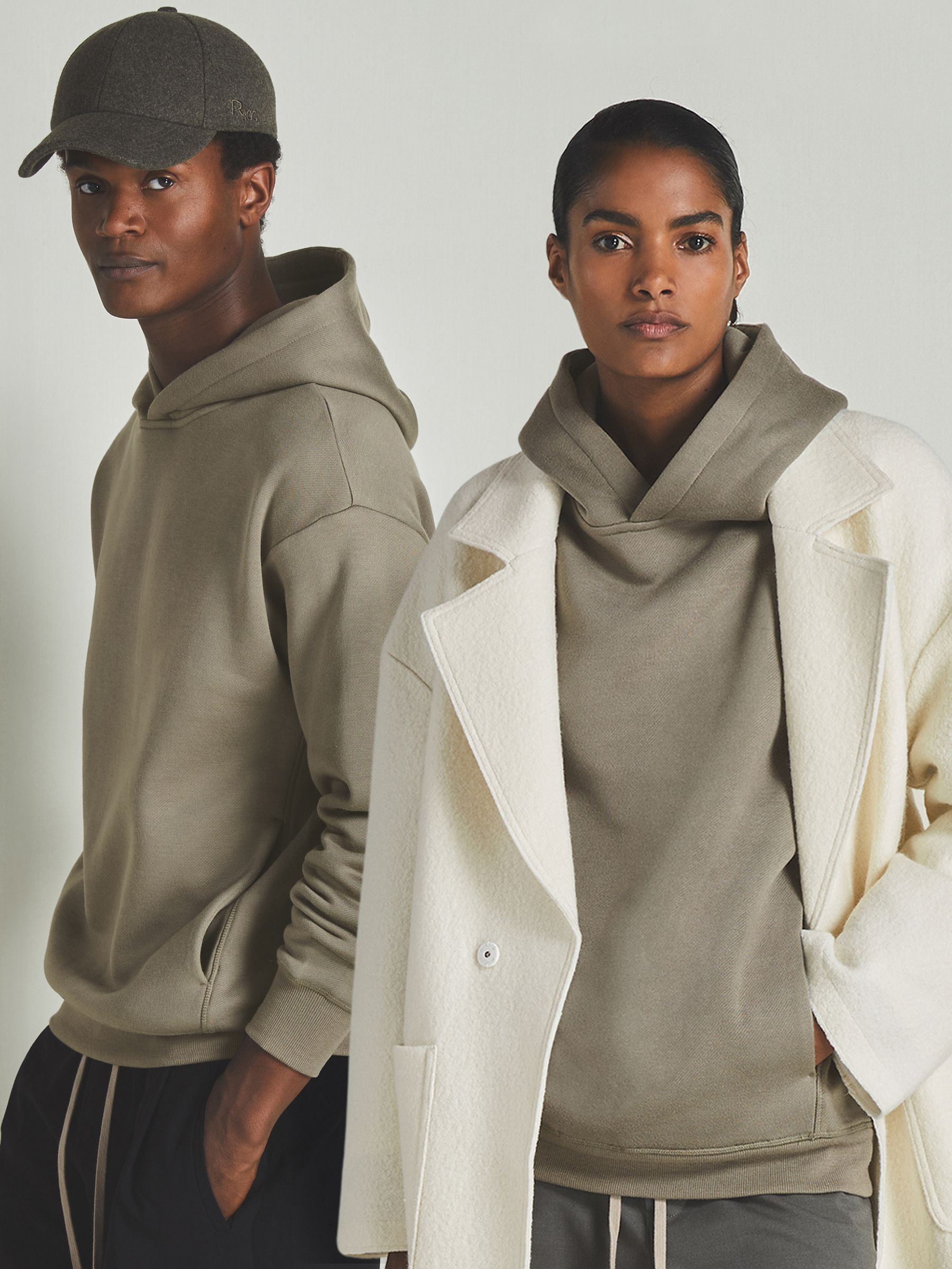 Reiss | Les 100 Ciels Modal-Blend Jersey Hoodie in Khaki