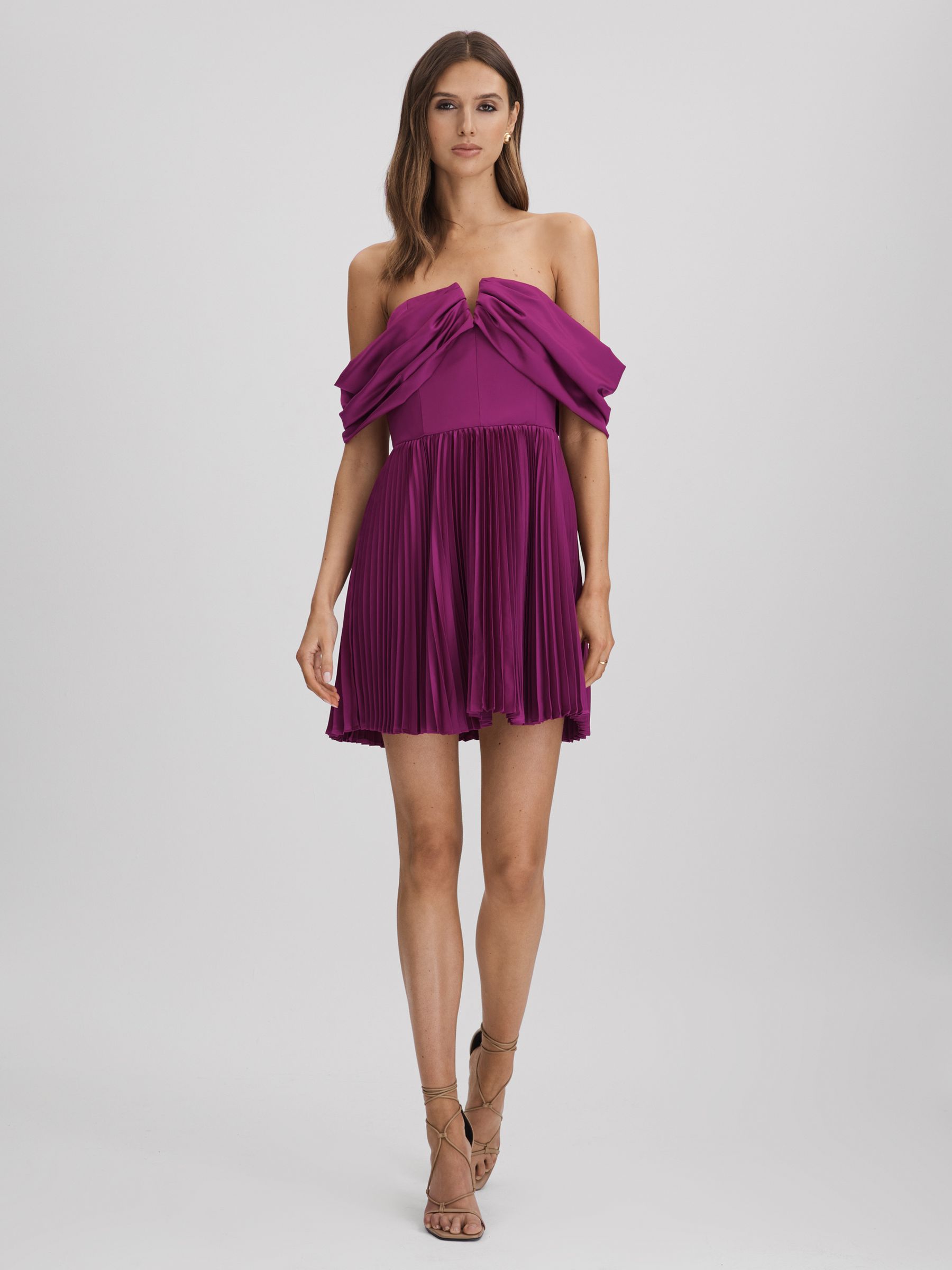 Amur Off-The-Shoulder Mini Dress in Purple