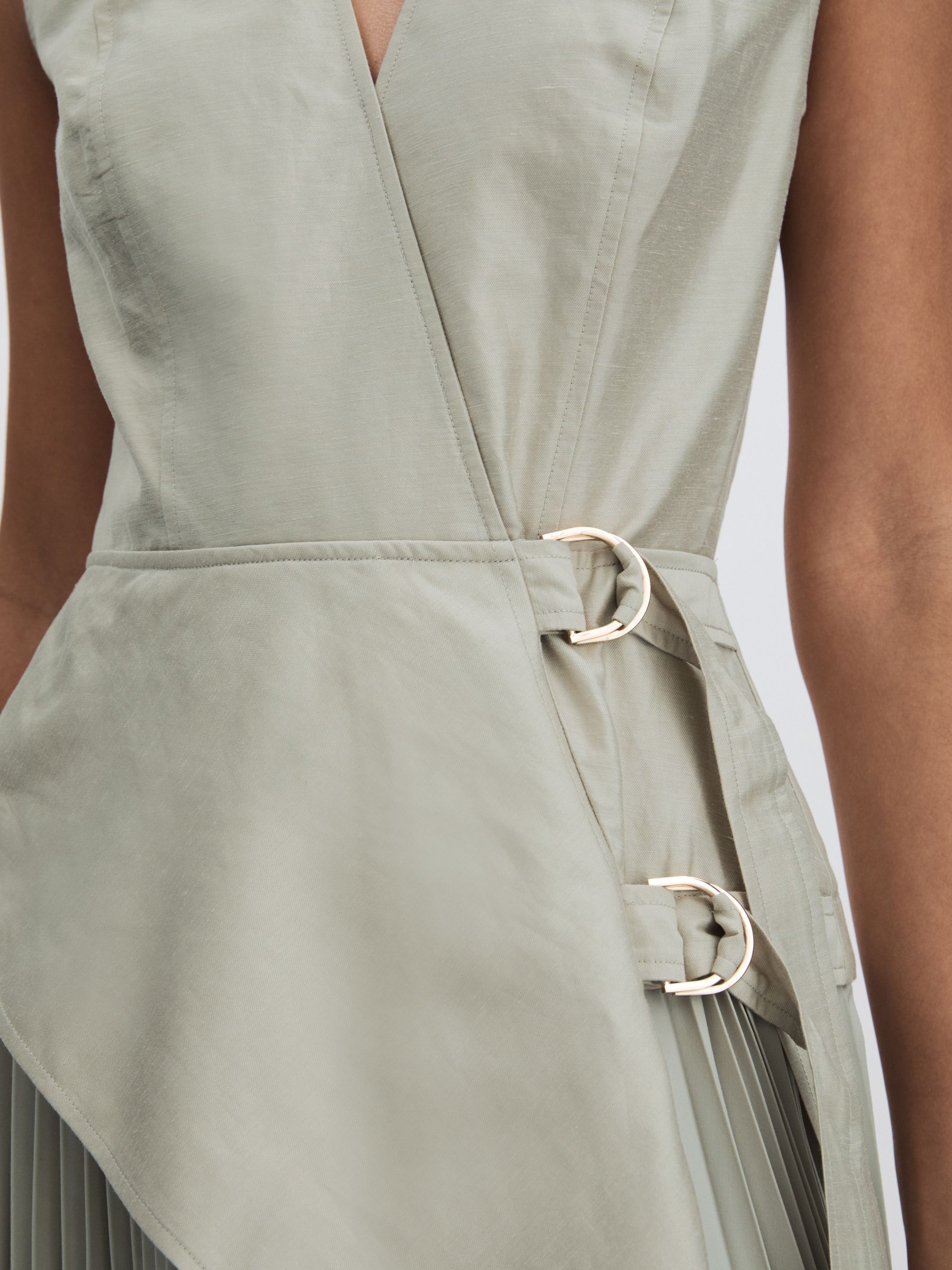 Acler Ellenbrook Wrap Maxi Stone Grey Dress with Pleated Skirt in Stone Grey