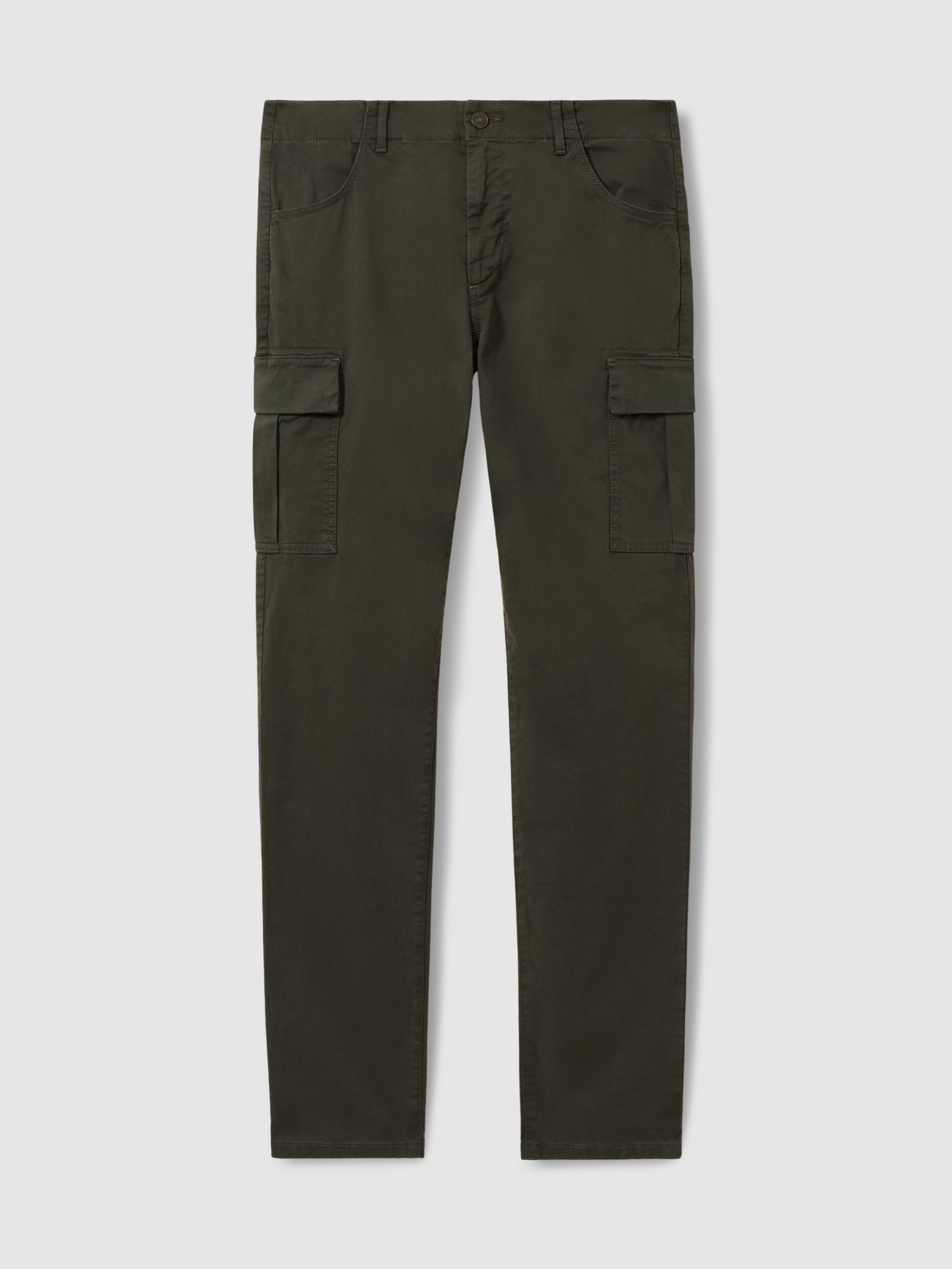 Paige Stretch-Cotton Slim Cargo Trousers in Khaki