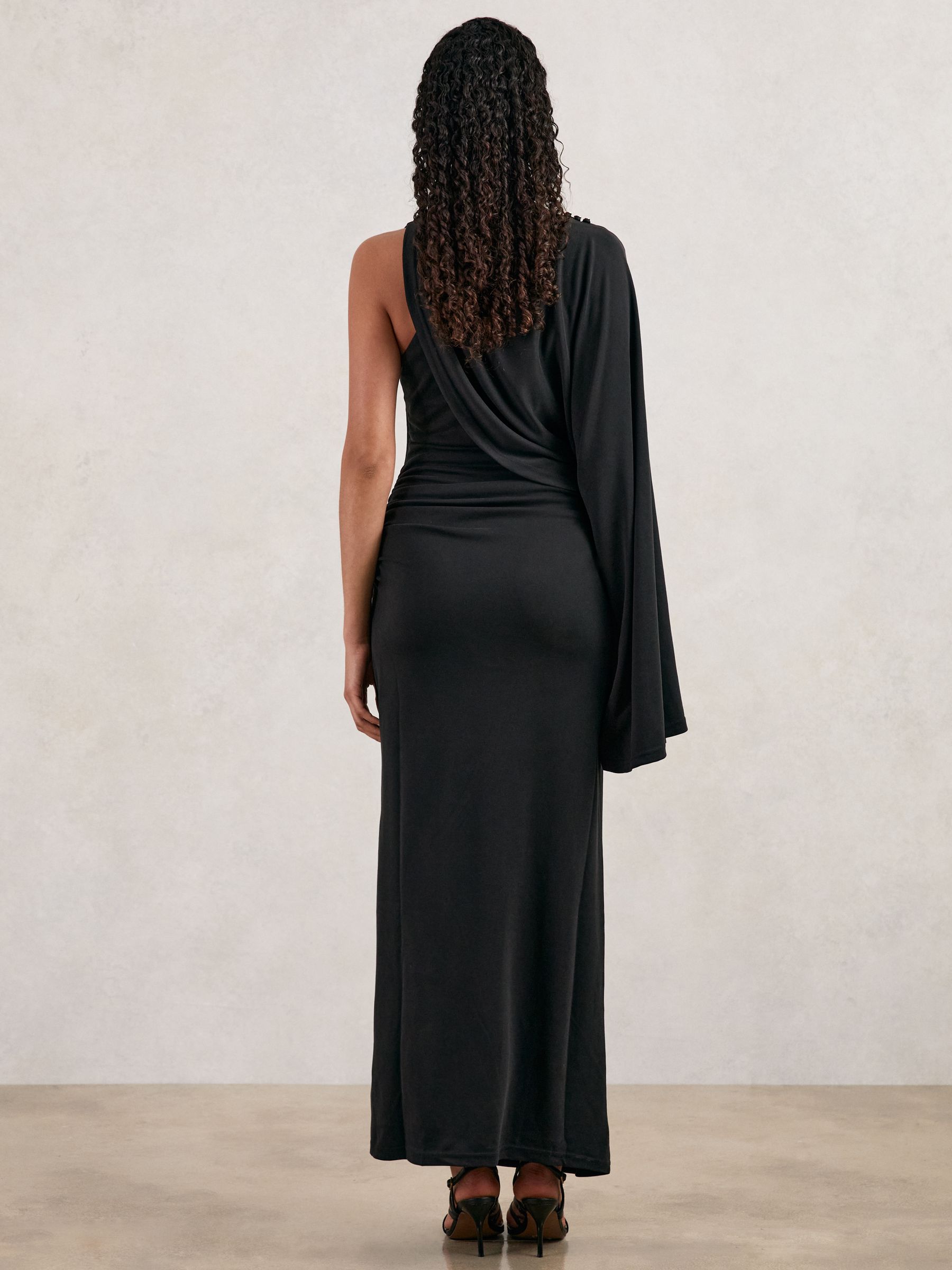 Acler Jersey Draped Midi Dress in Black