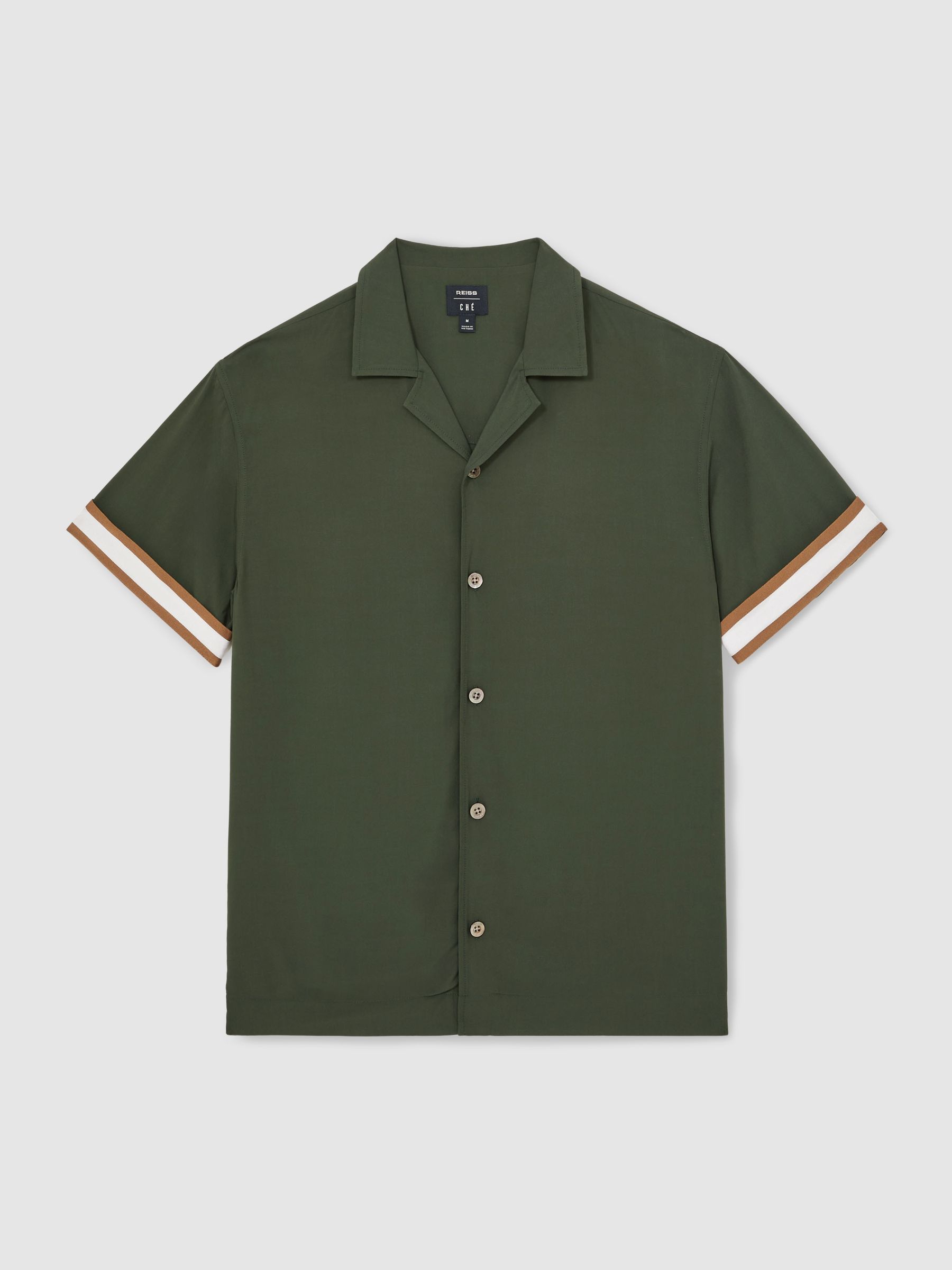 Reiss | Ché Stripe-Cuff Shirt in Pine Green