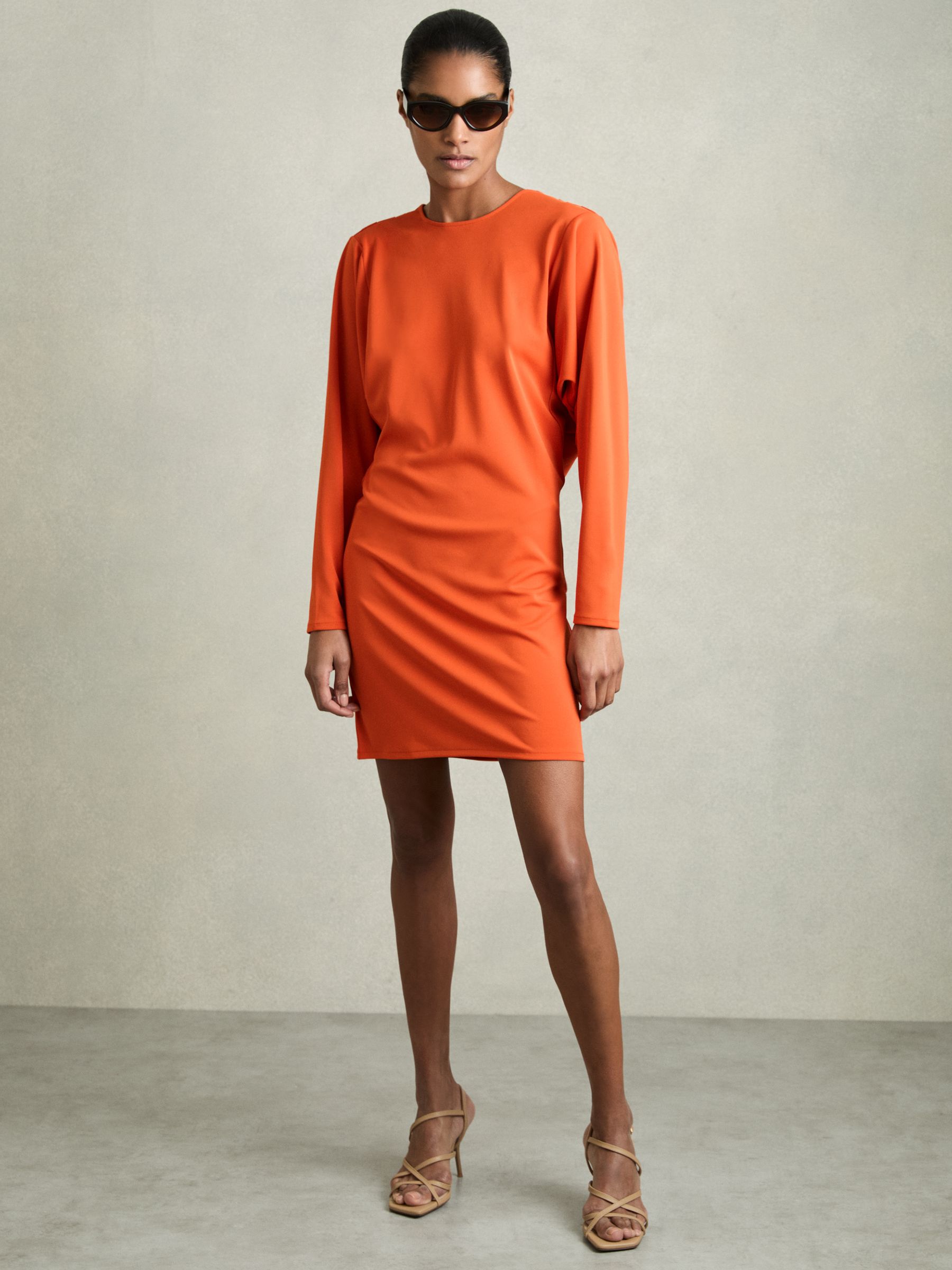 Cowl Back Mini Dress in Orange