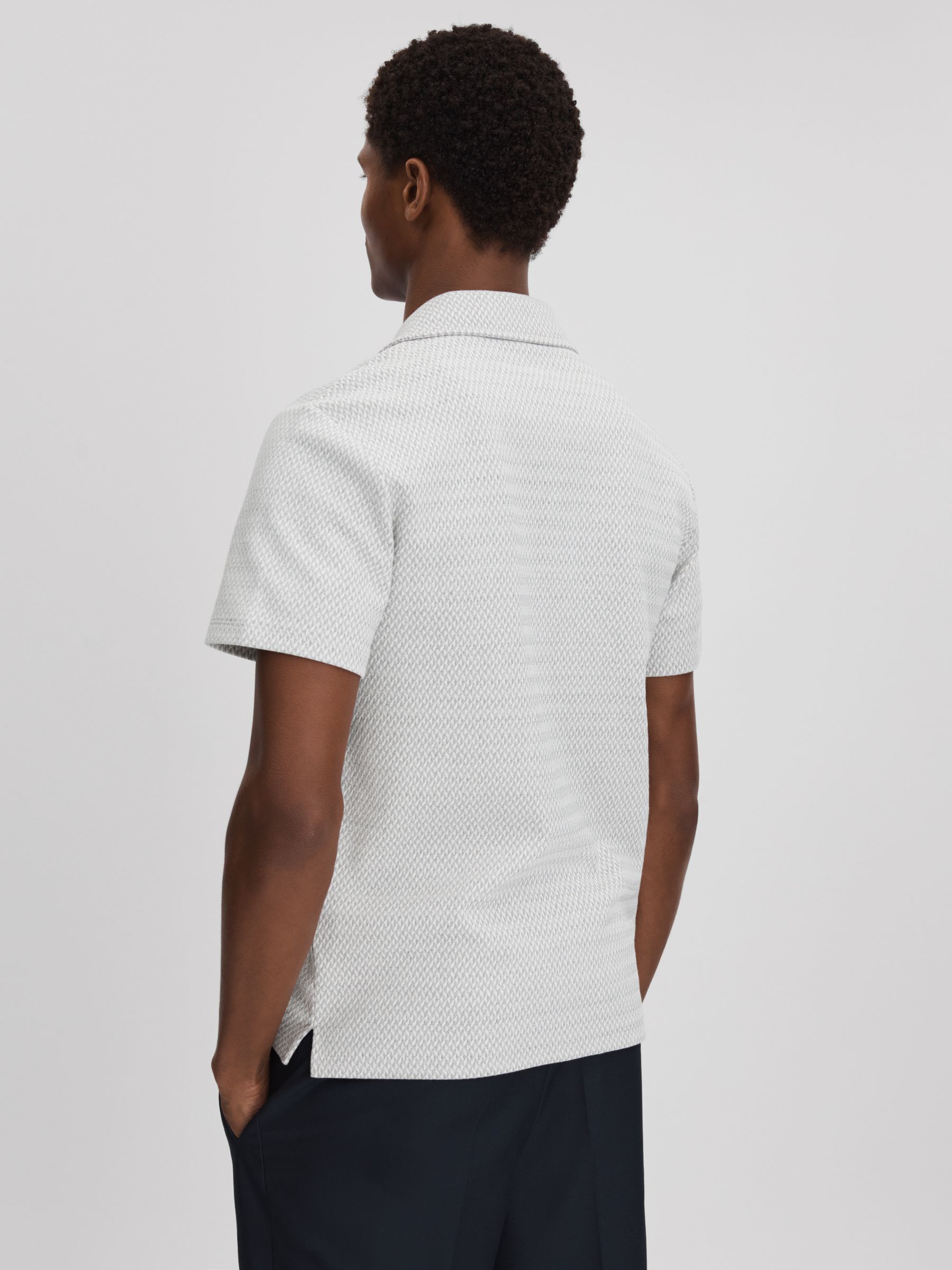 Jacquard Cuban Collar Shirt in Light Grey