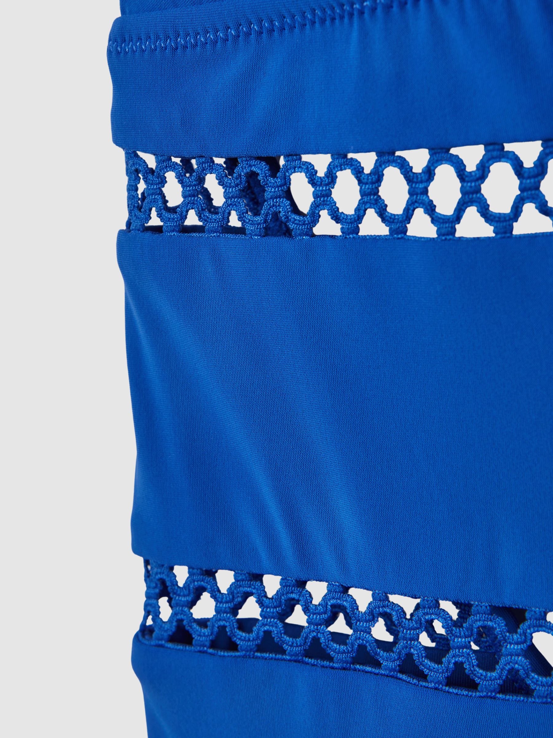 Lattice Halterneck Swimsuit in Cobalt Blue