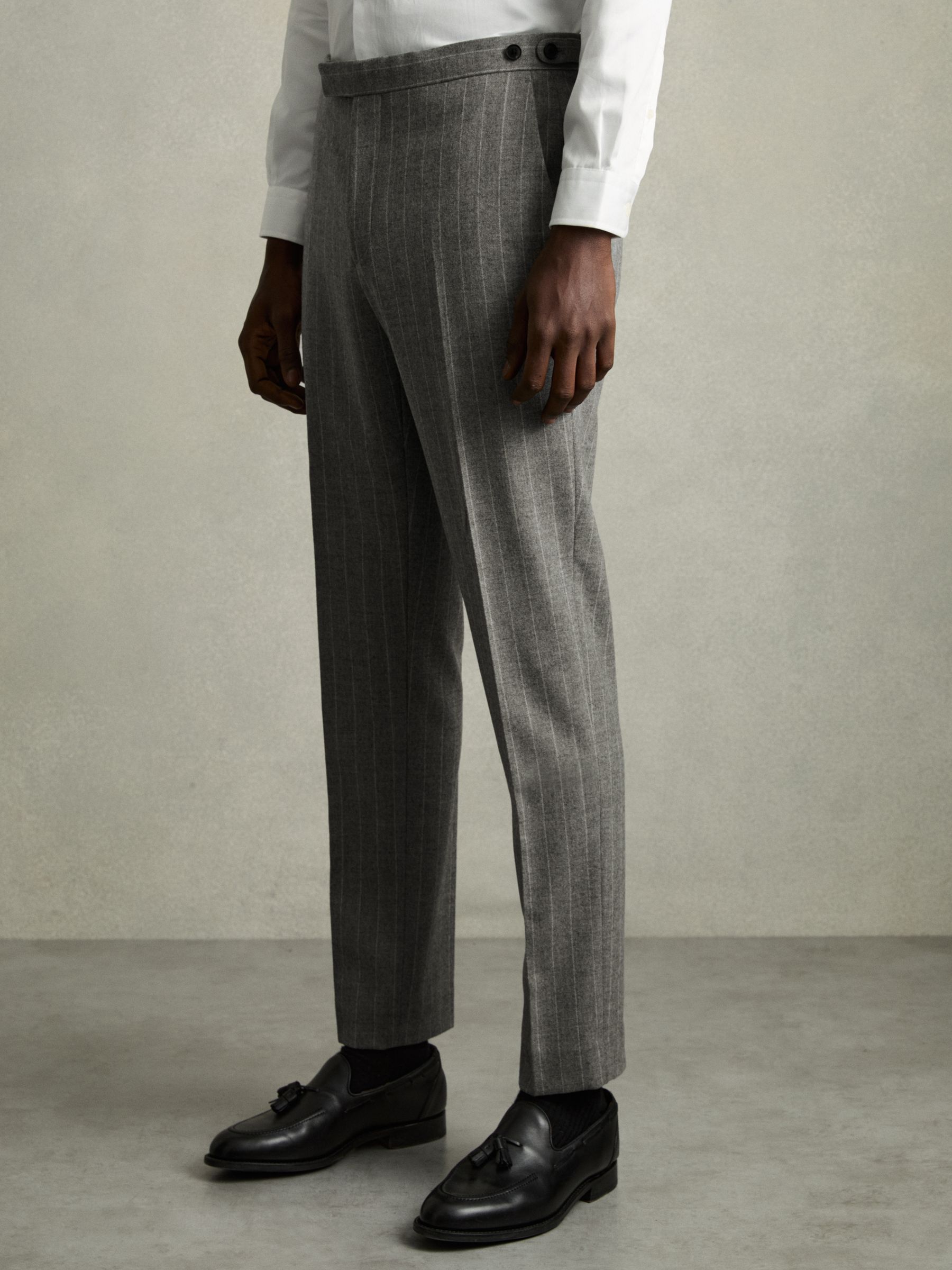 Slim-Fit Pinstripe Suit Trousers in Soft Grey