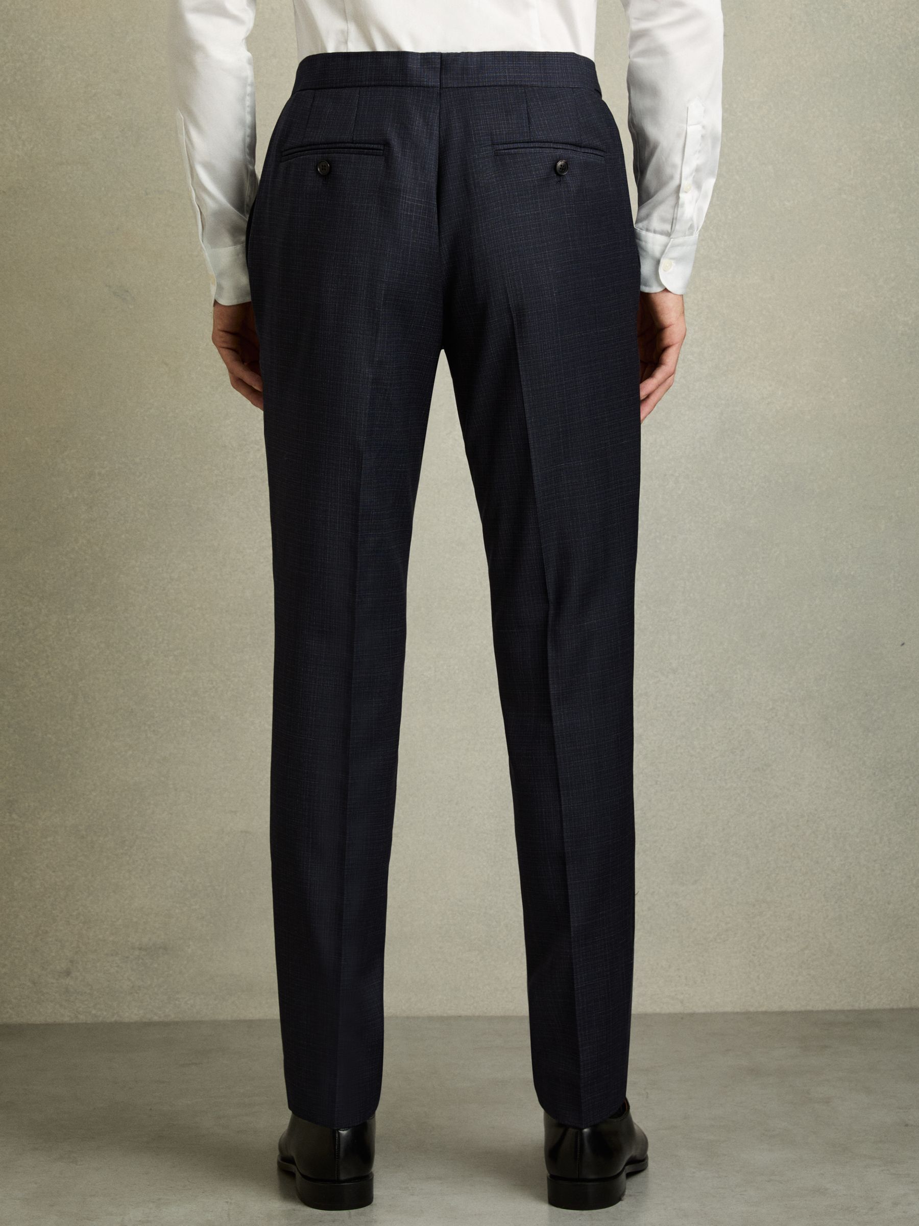 Slim-Fit Wool-Blend Textured Tailored Trousers in Navy