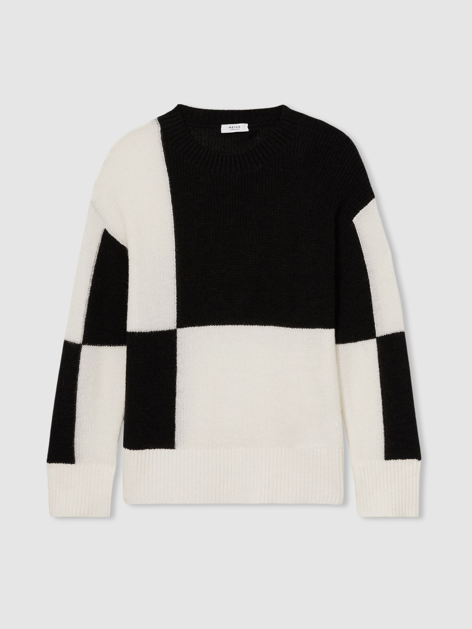 13-14 yrs Colourblock-Intarsia Jumper with Wool and Alpaca in Black