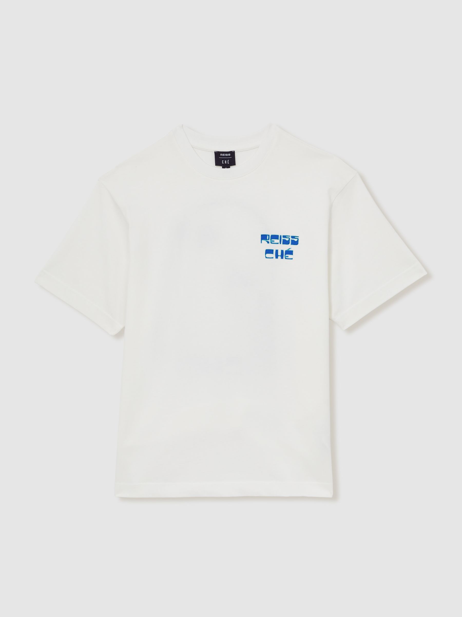 Reiss | Ché Cotton Palm-Print T-Shirt in White