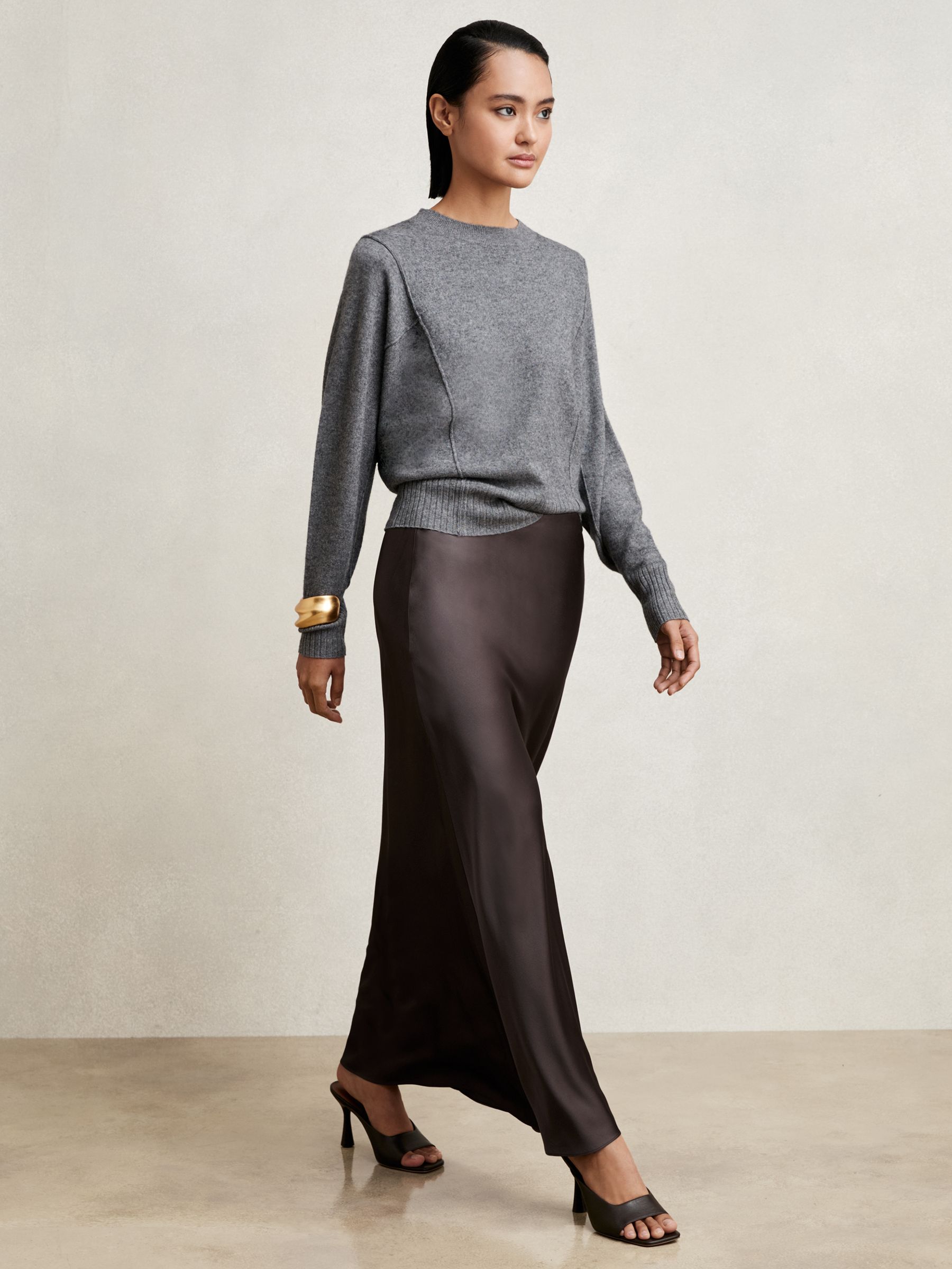 Silk Slip Maxi Skirt in Mauve