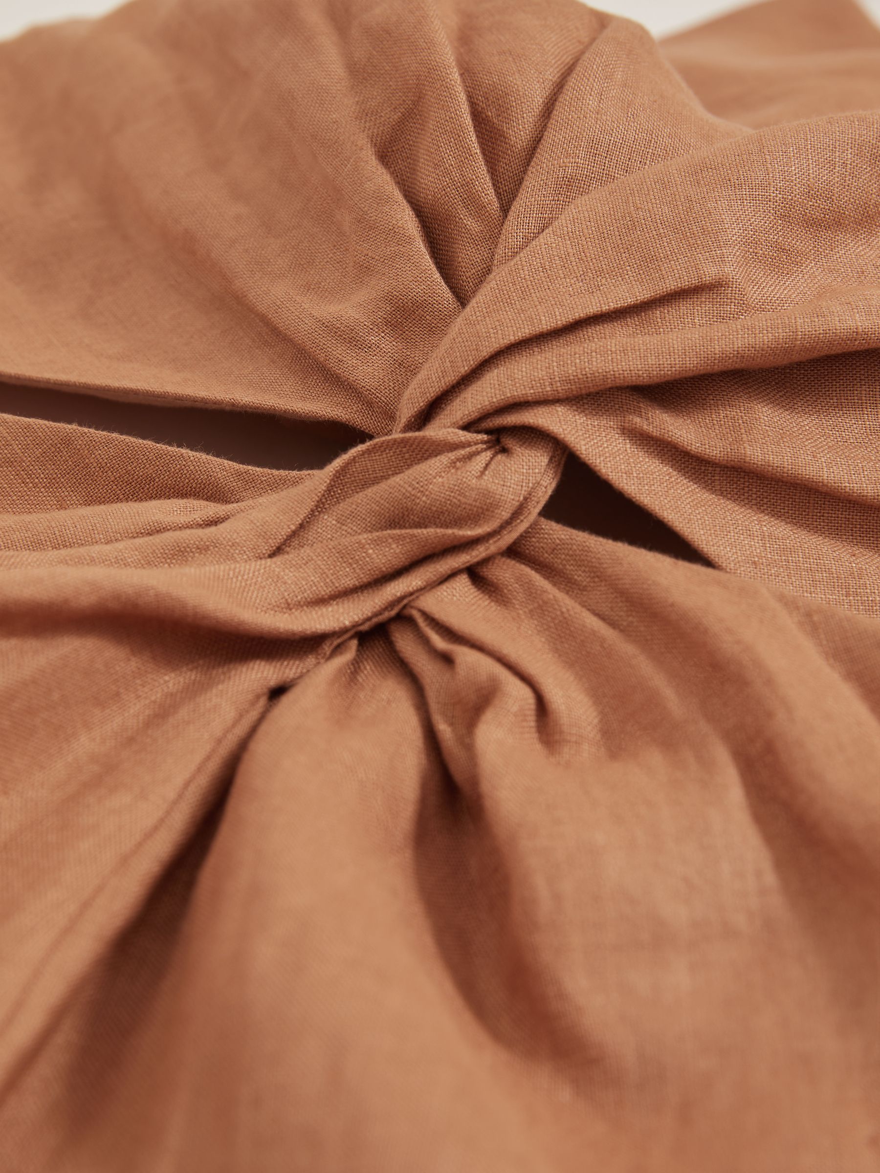 Linen Halterneck Cut Out Playsuit in Brown