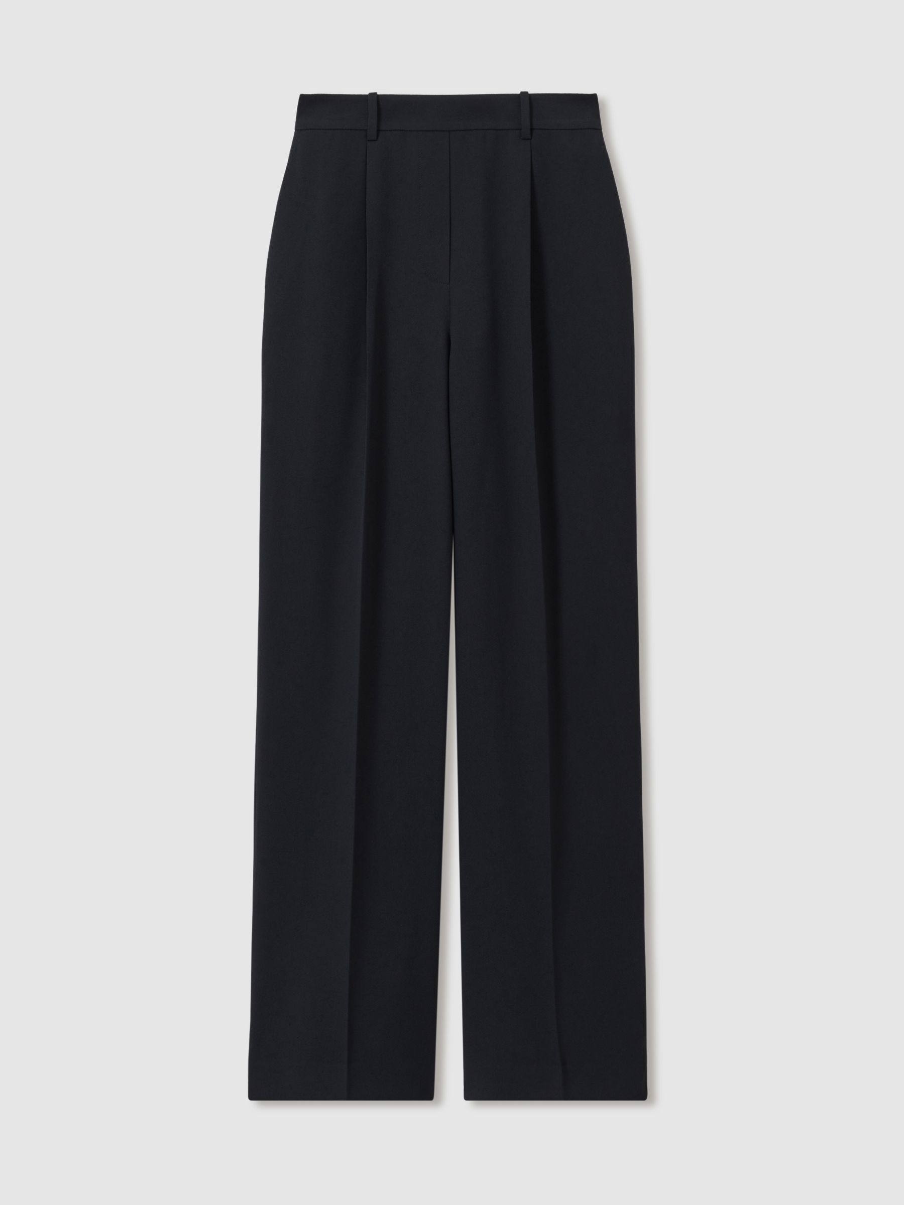 Elasticated-Waist Wide-Leg Twill Trousers in Navy