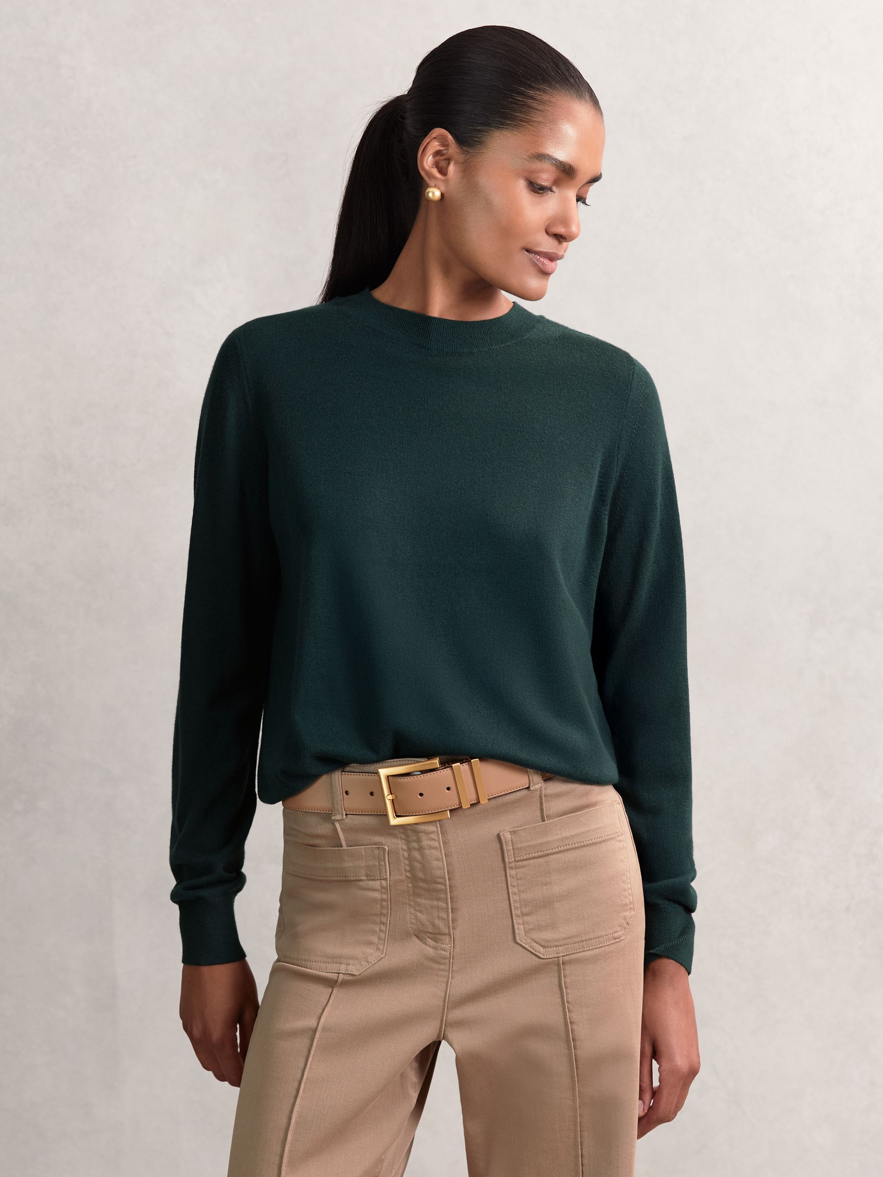 Merino Wool Crew-Neck Jumper in Green