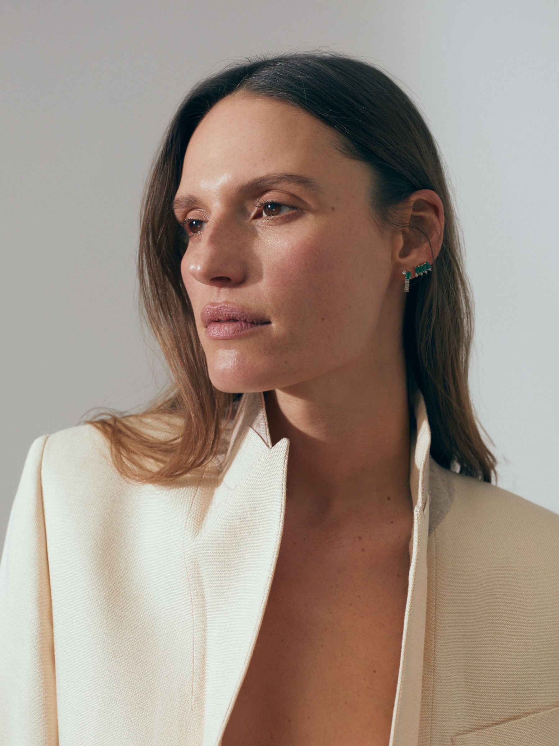 Atelier Italian Textured Single Breasted Suit Blazer in Blush