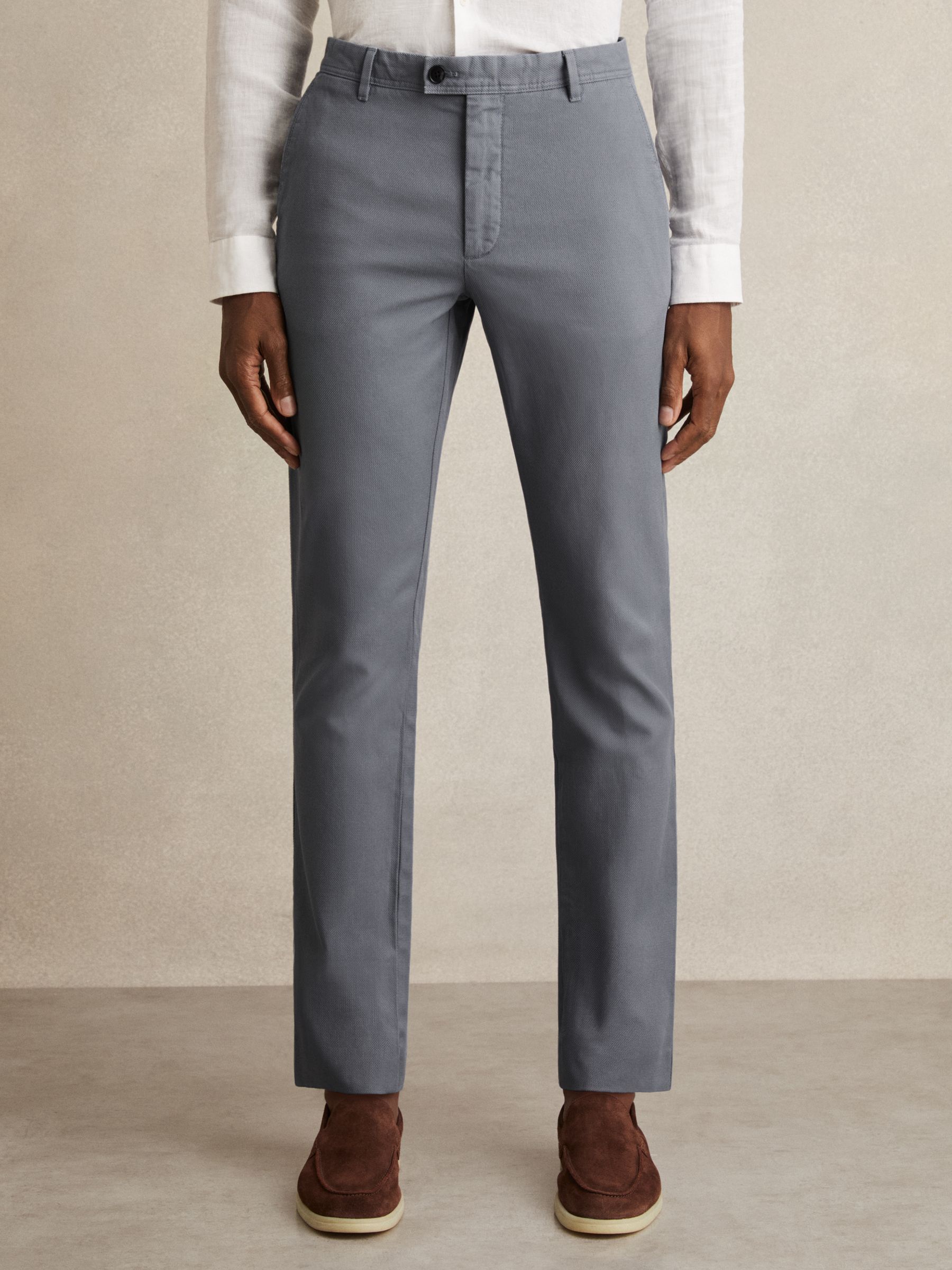 Cotton-Piqué Slim-Fit Chinos in Airforce Blue