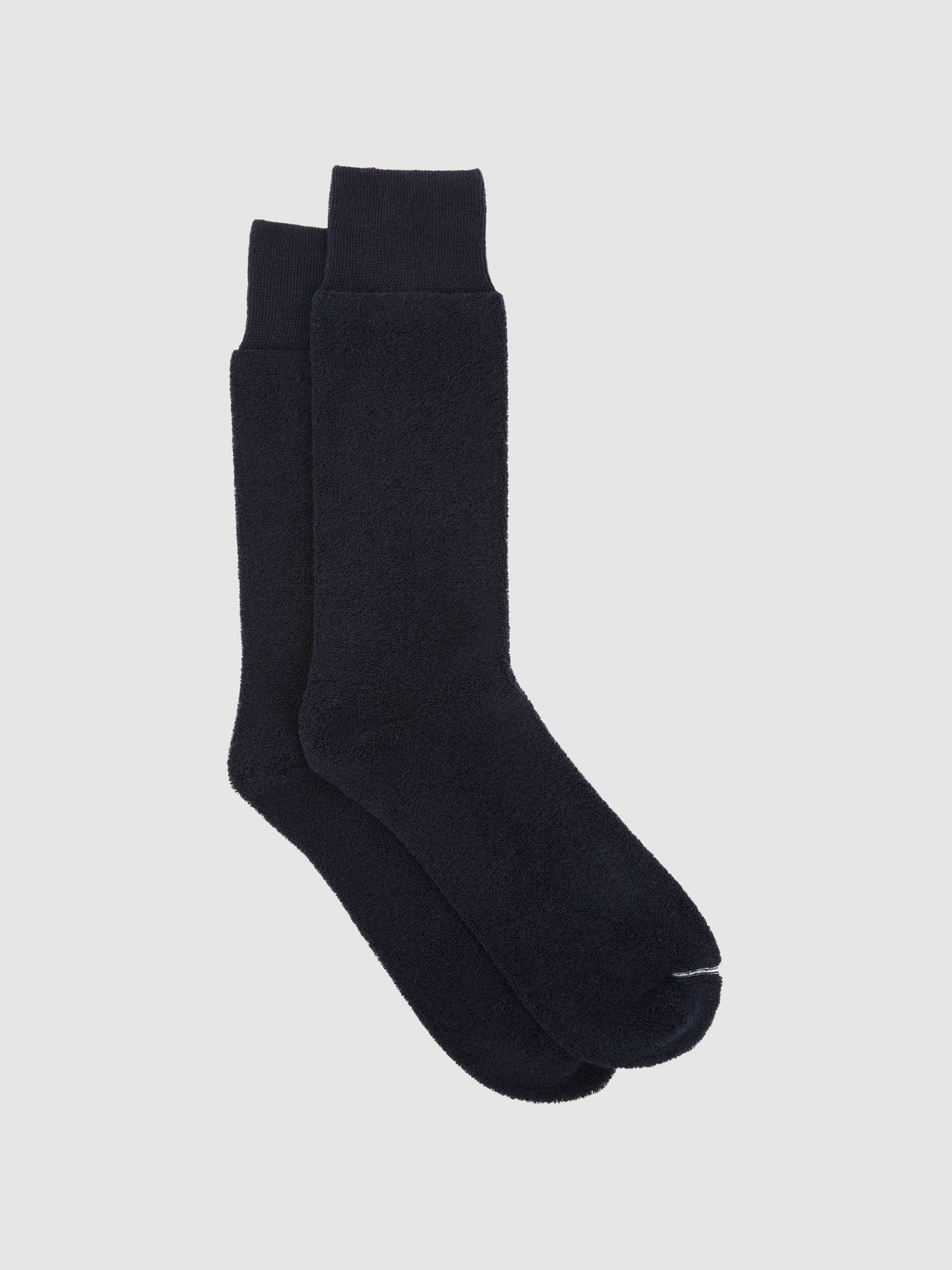 Cotton Blend Terry Towelling Socks in Navy