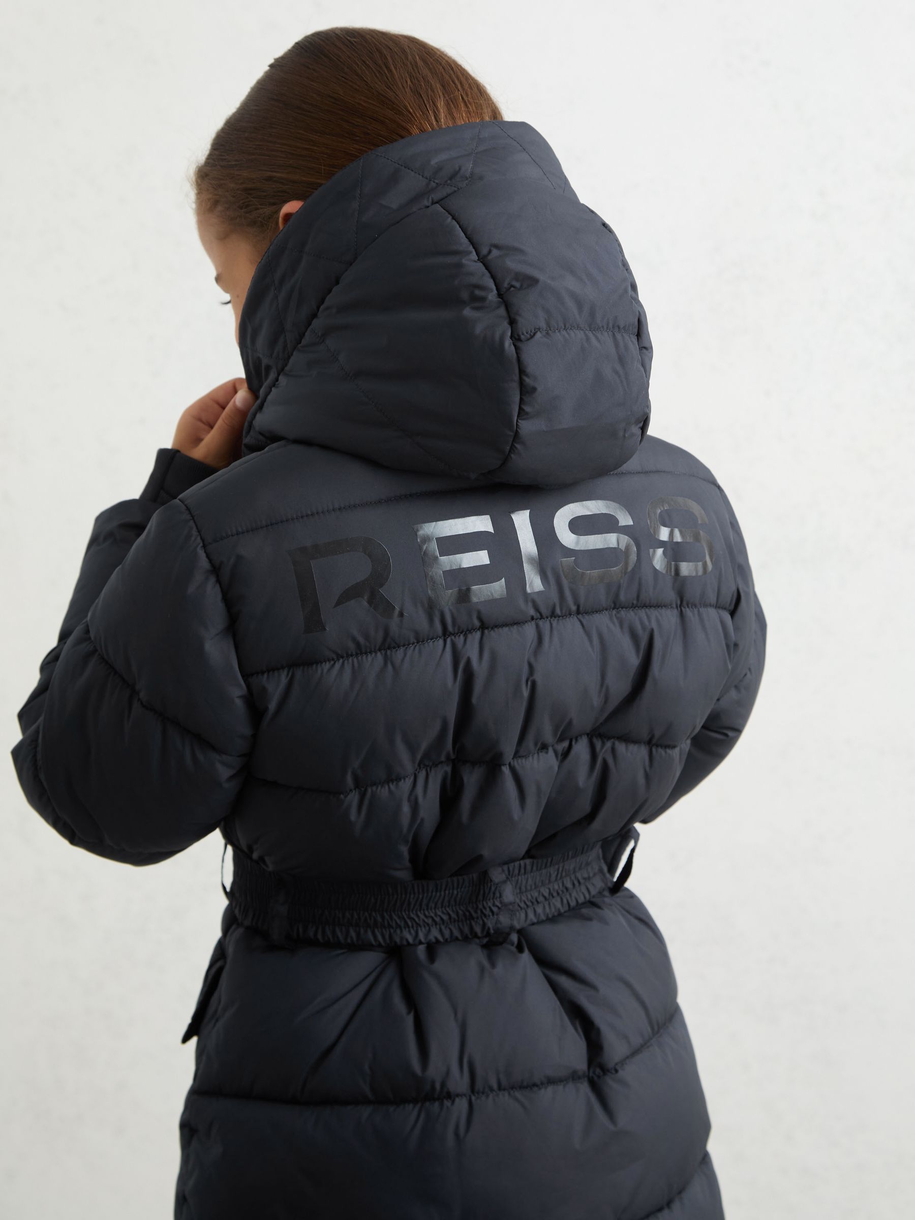 3-9 yrs Longline Hooded Puffer Coat in Navy