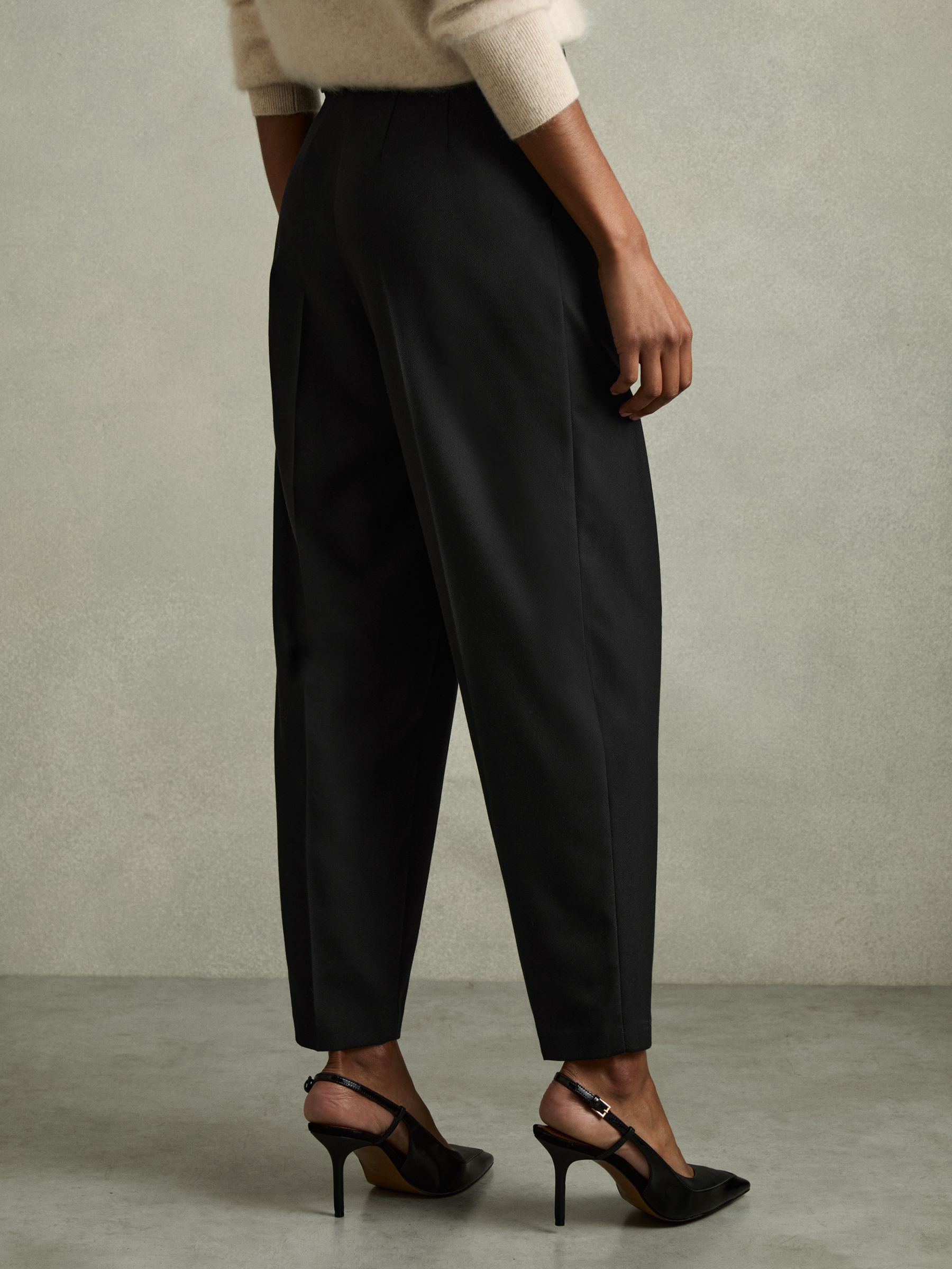 Tapered Belted Trousers in Black