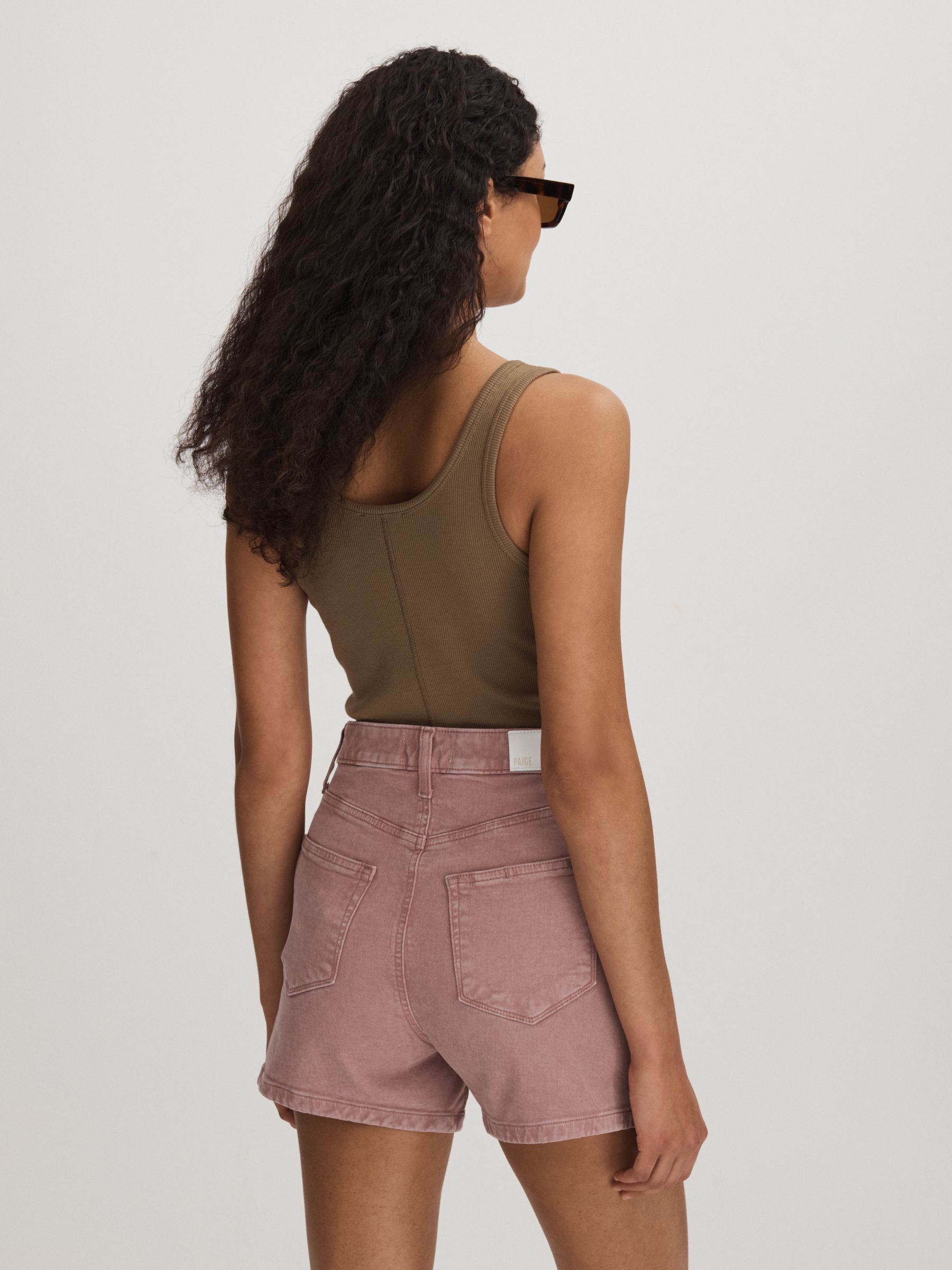Paige High Rise Denim Shorts in Blush