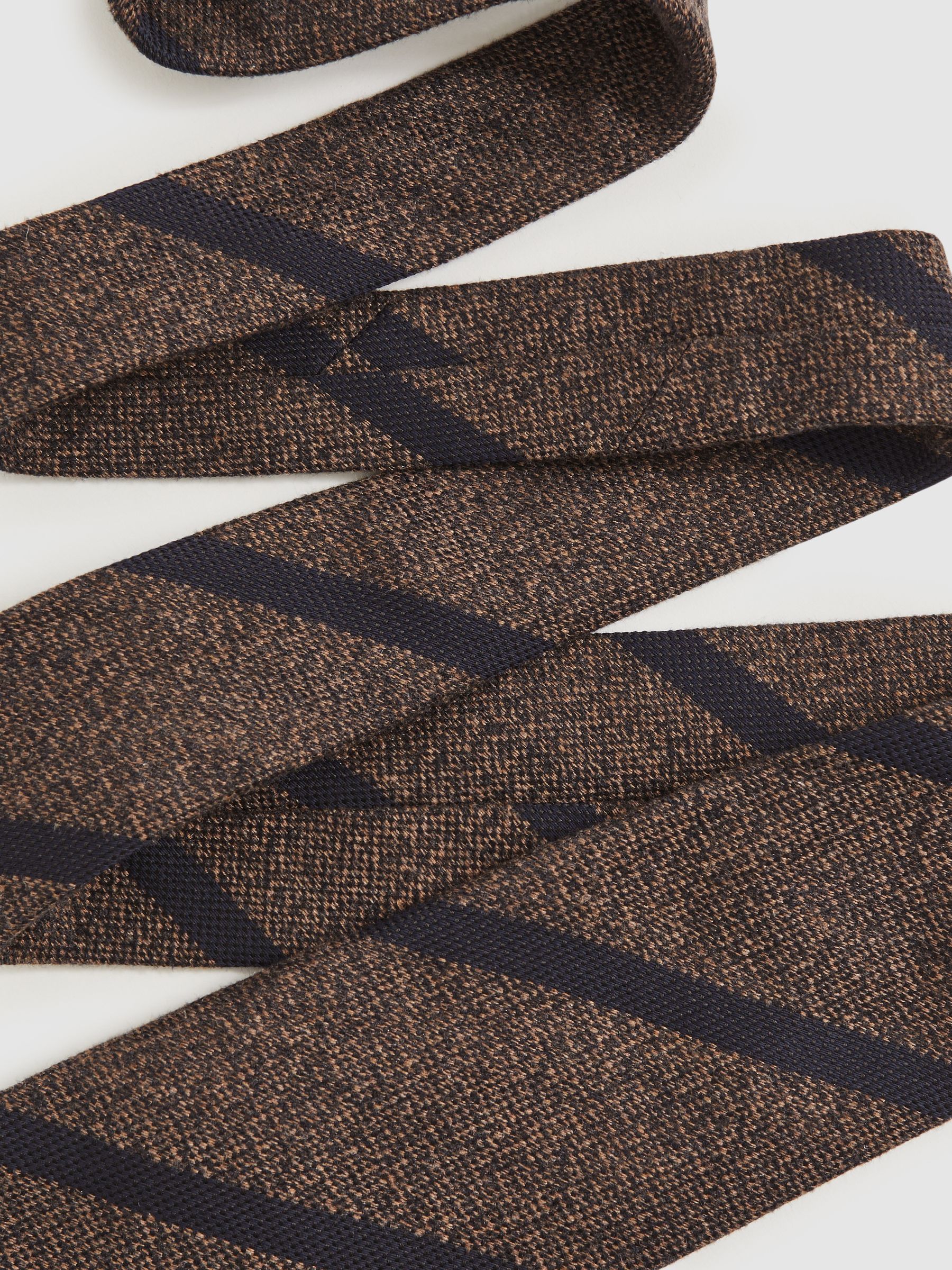 Wool-Silk Striped Tie in Chocolate Brown