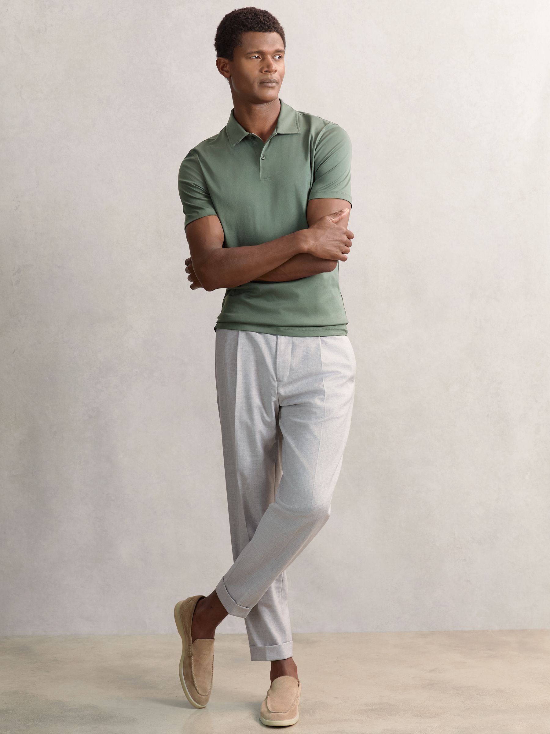 Air-Water Cotton Polo Shirt in Kale Green