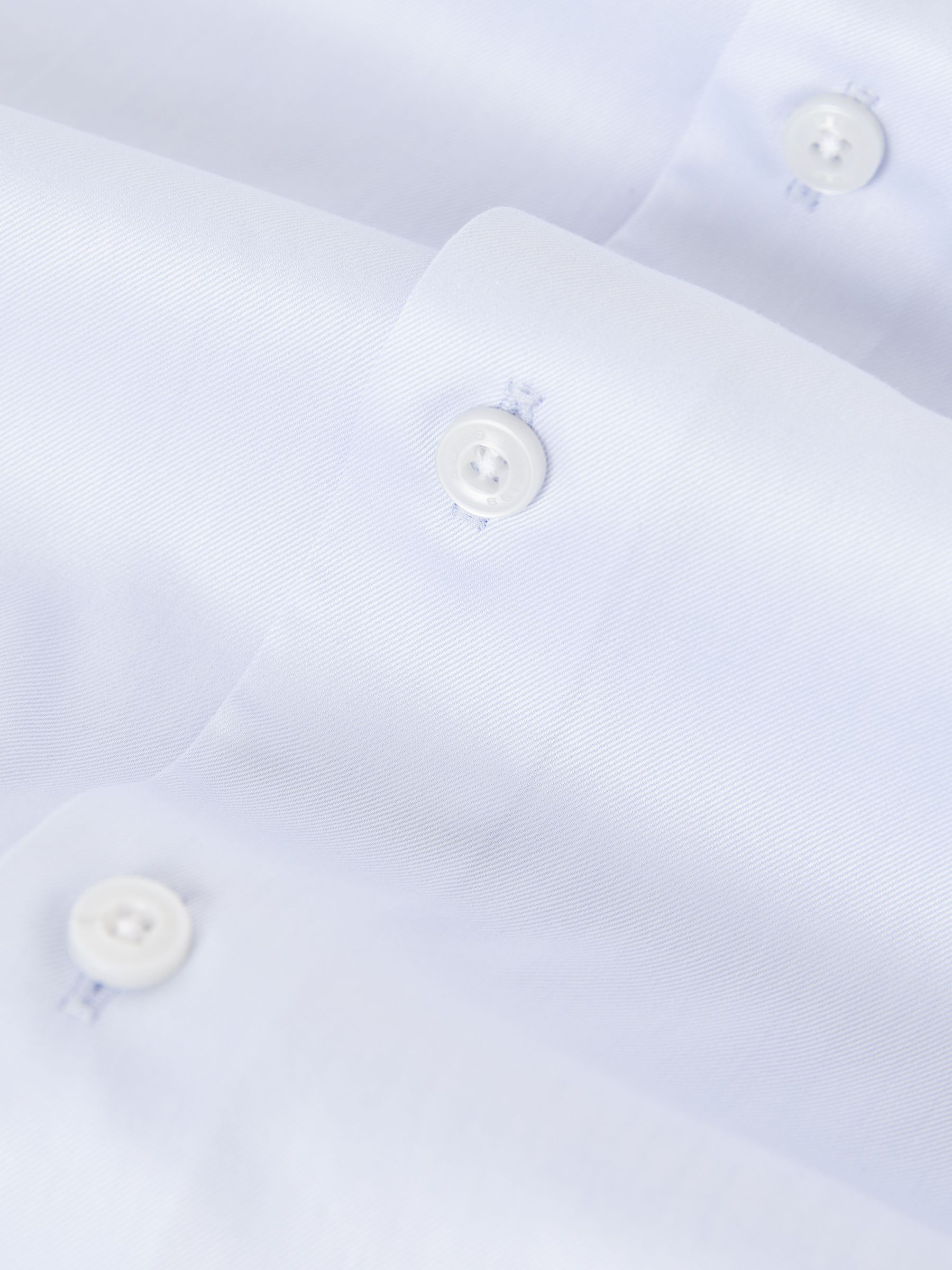 Slim Fit Cotton Double-Cuff Shirt in Soft Blue