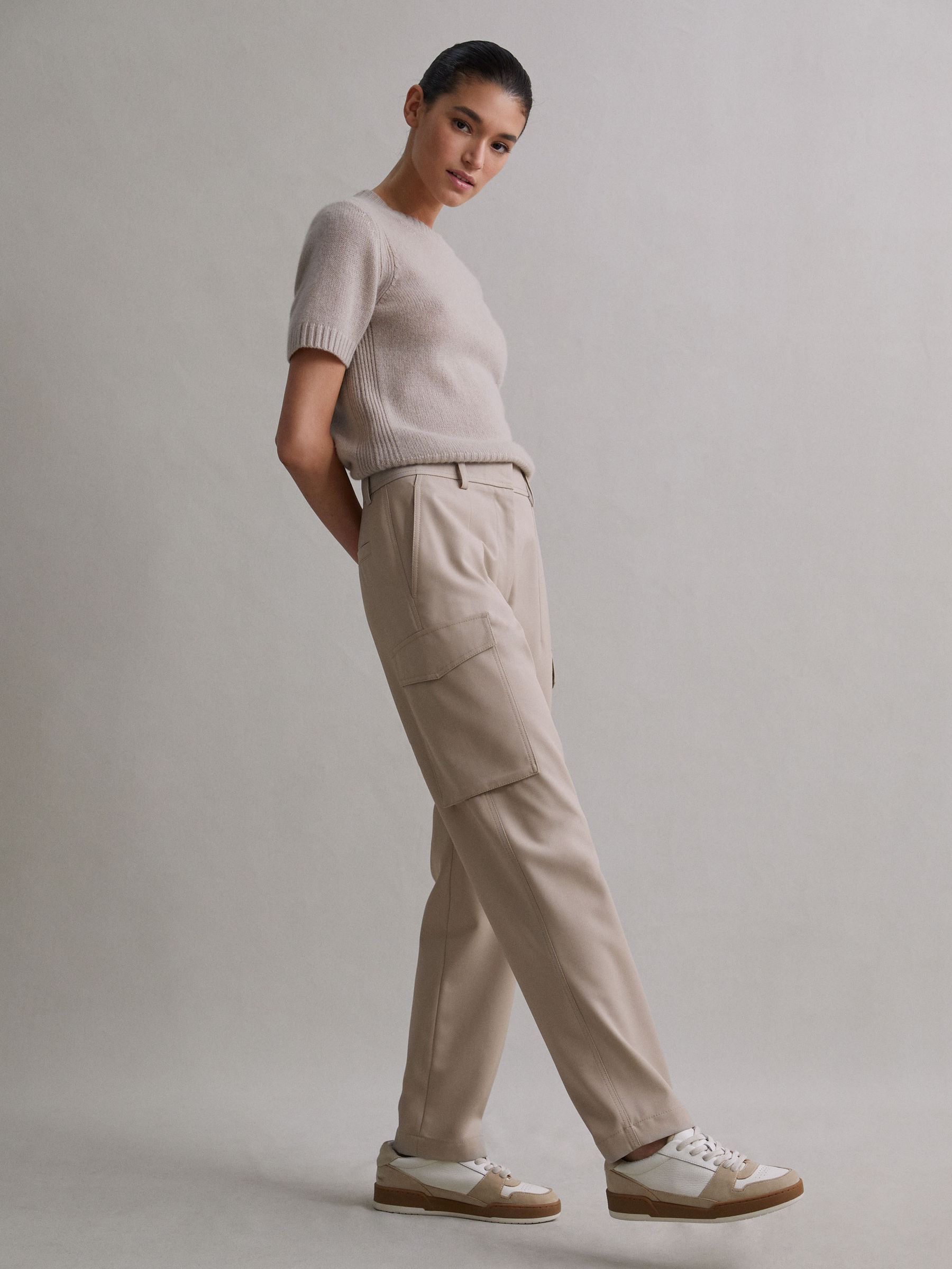 Mid Rise Cargo Trousers in Neutral