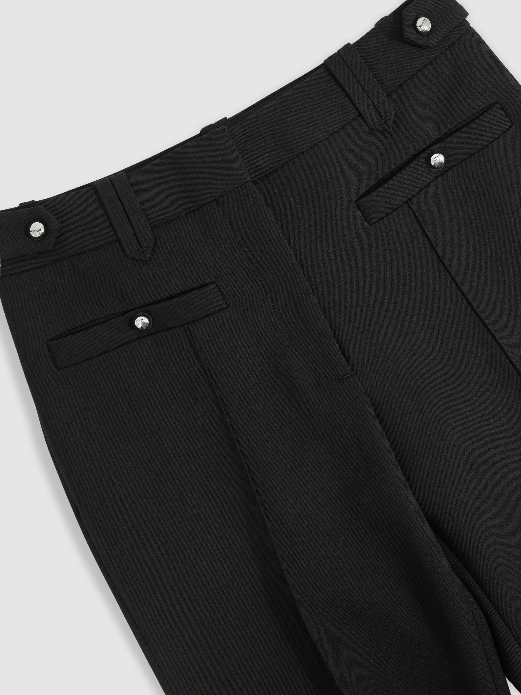 Atelier Wool Stud Flared Trousers in Black