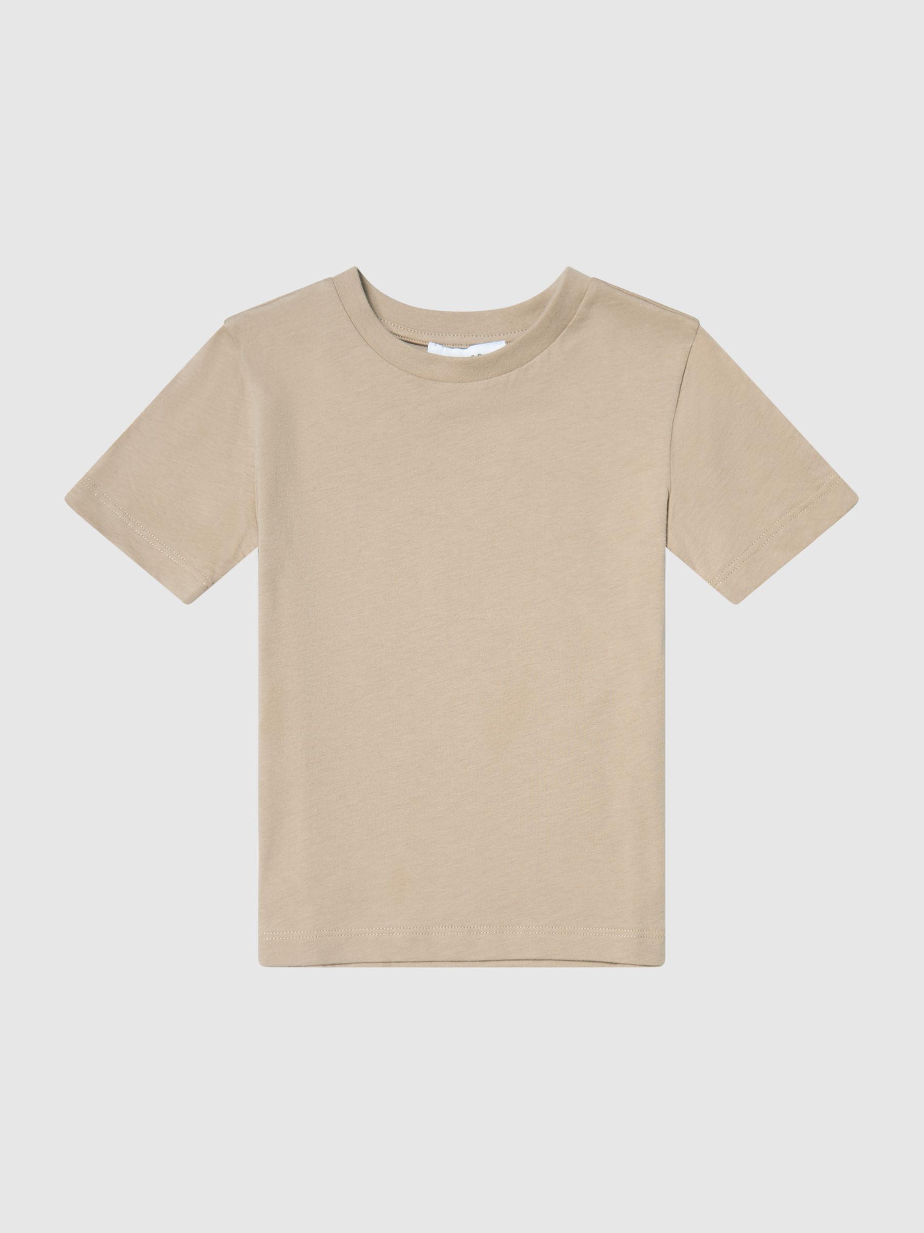 13-14 yrs Cotton Crew Neck T-Shirt in Stone