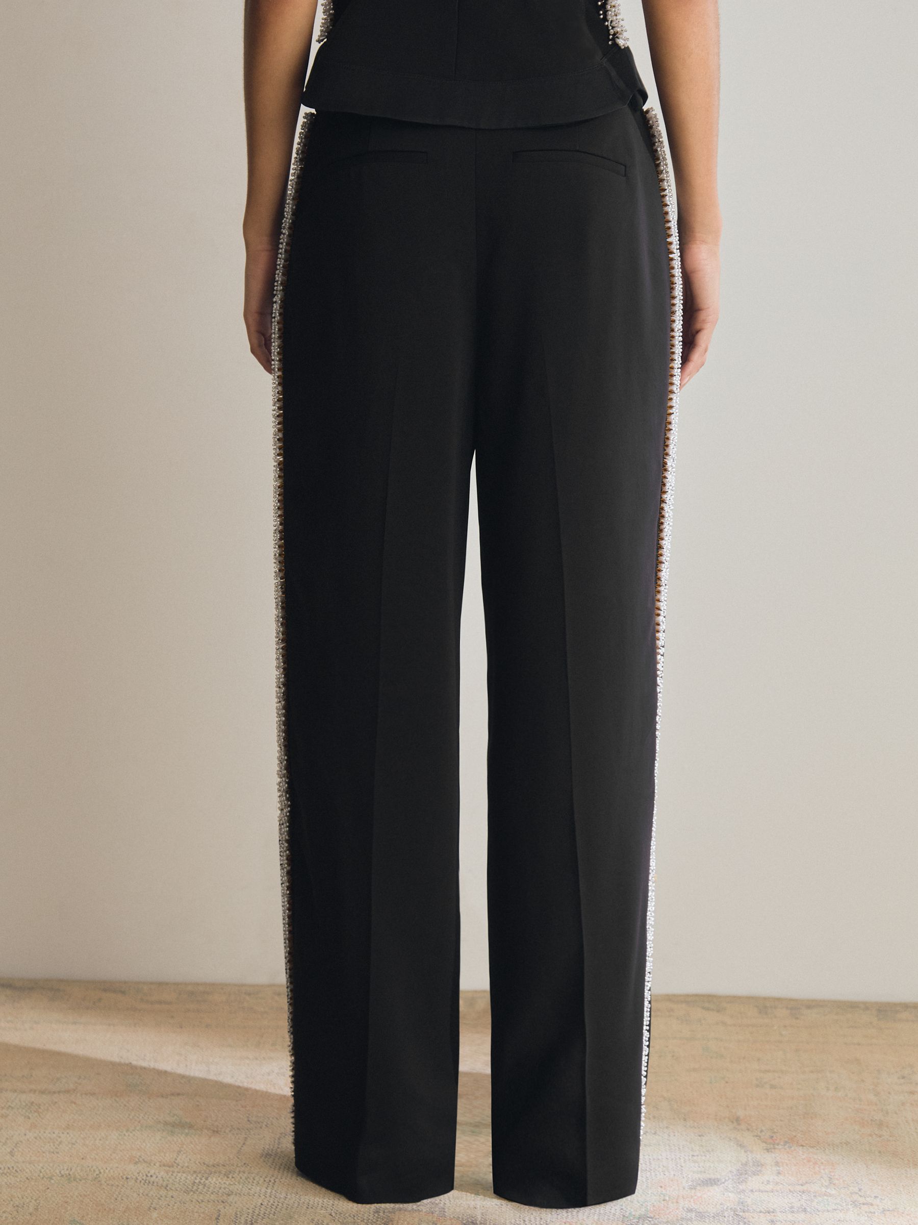 Atelier Embellished Wide-Leg Trousers in Black