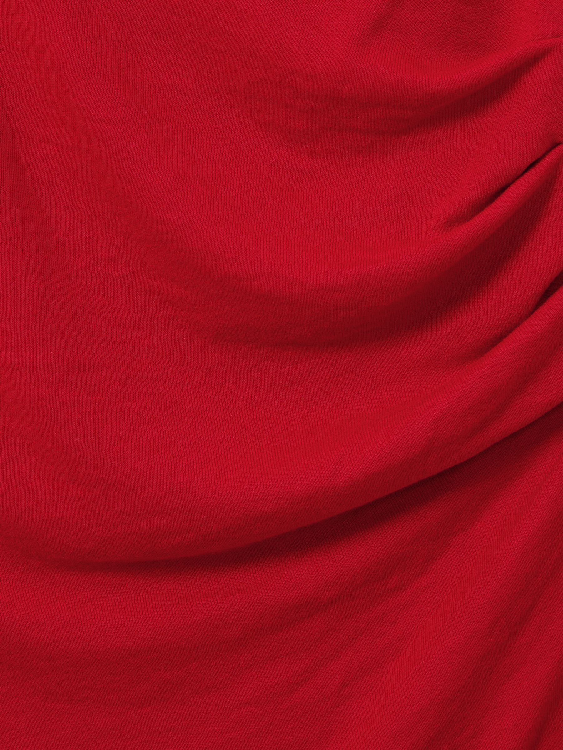 Off-The-Shoulder Jersey Midi Dress in Red