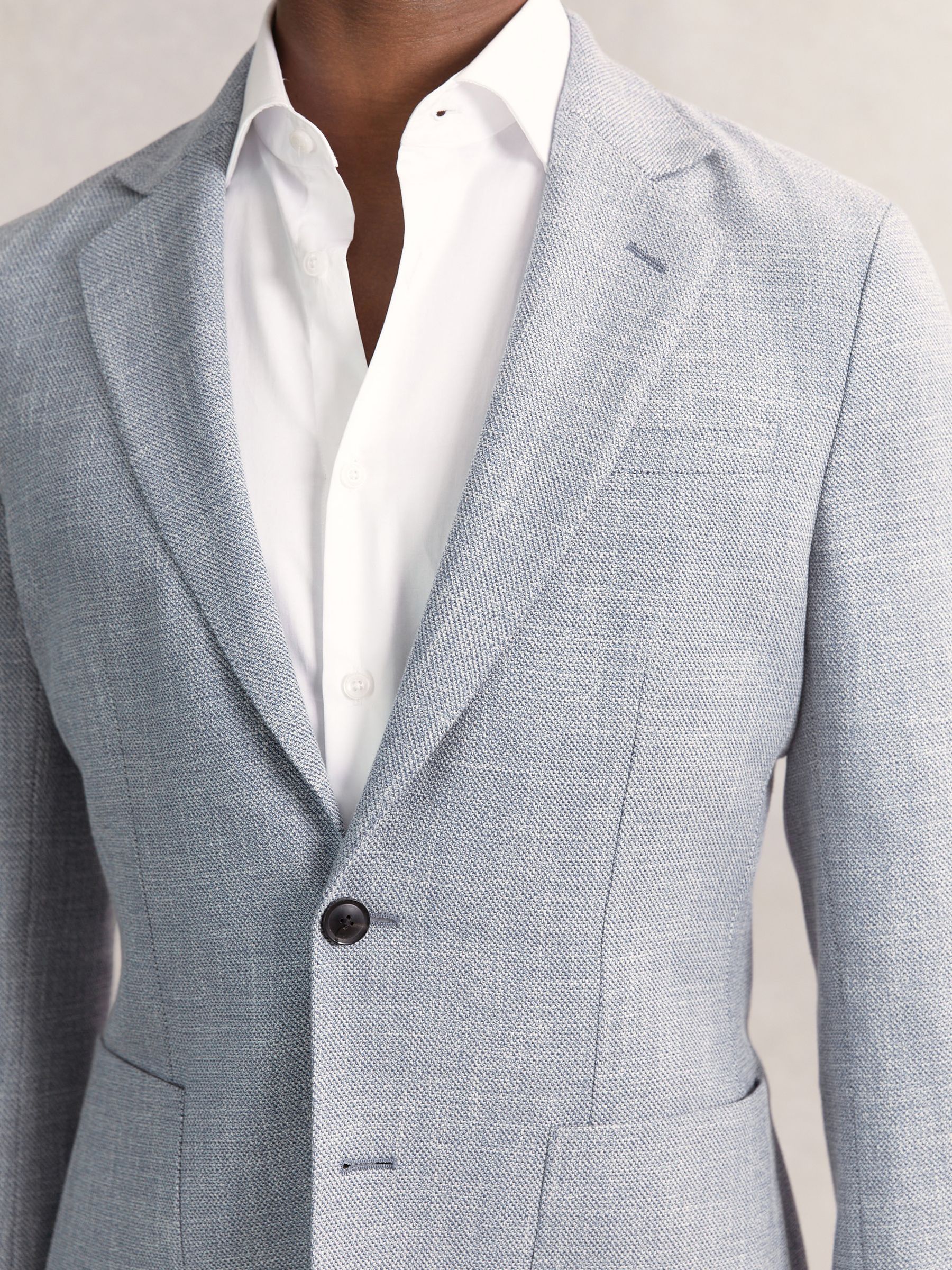Slim Fit Single Breasted Blazer with Cotton in Soft Blue