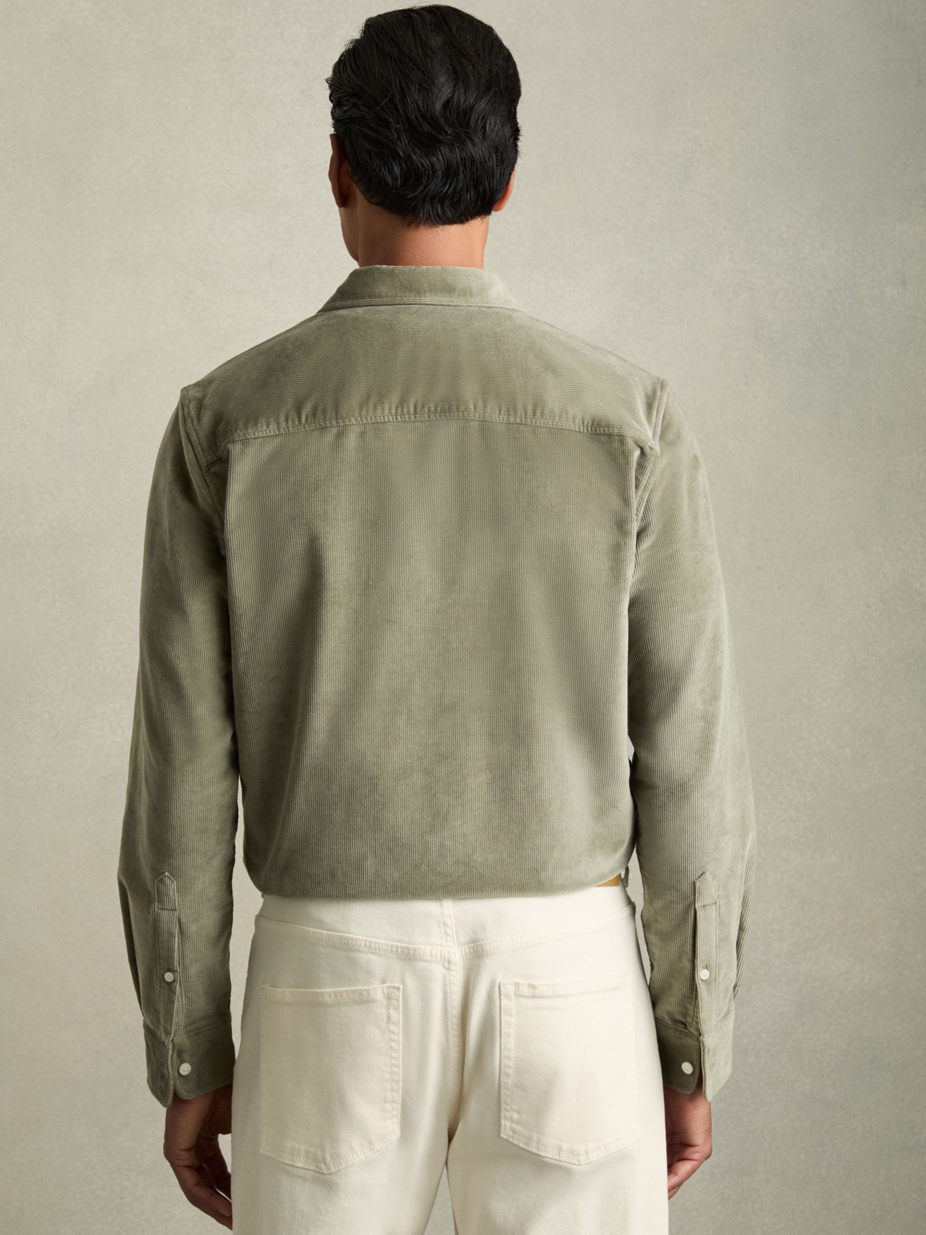 Cotton-Blend Corduroy Overshirt in Sage