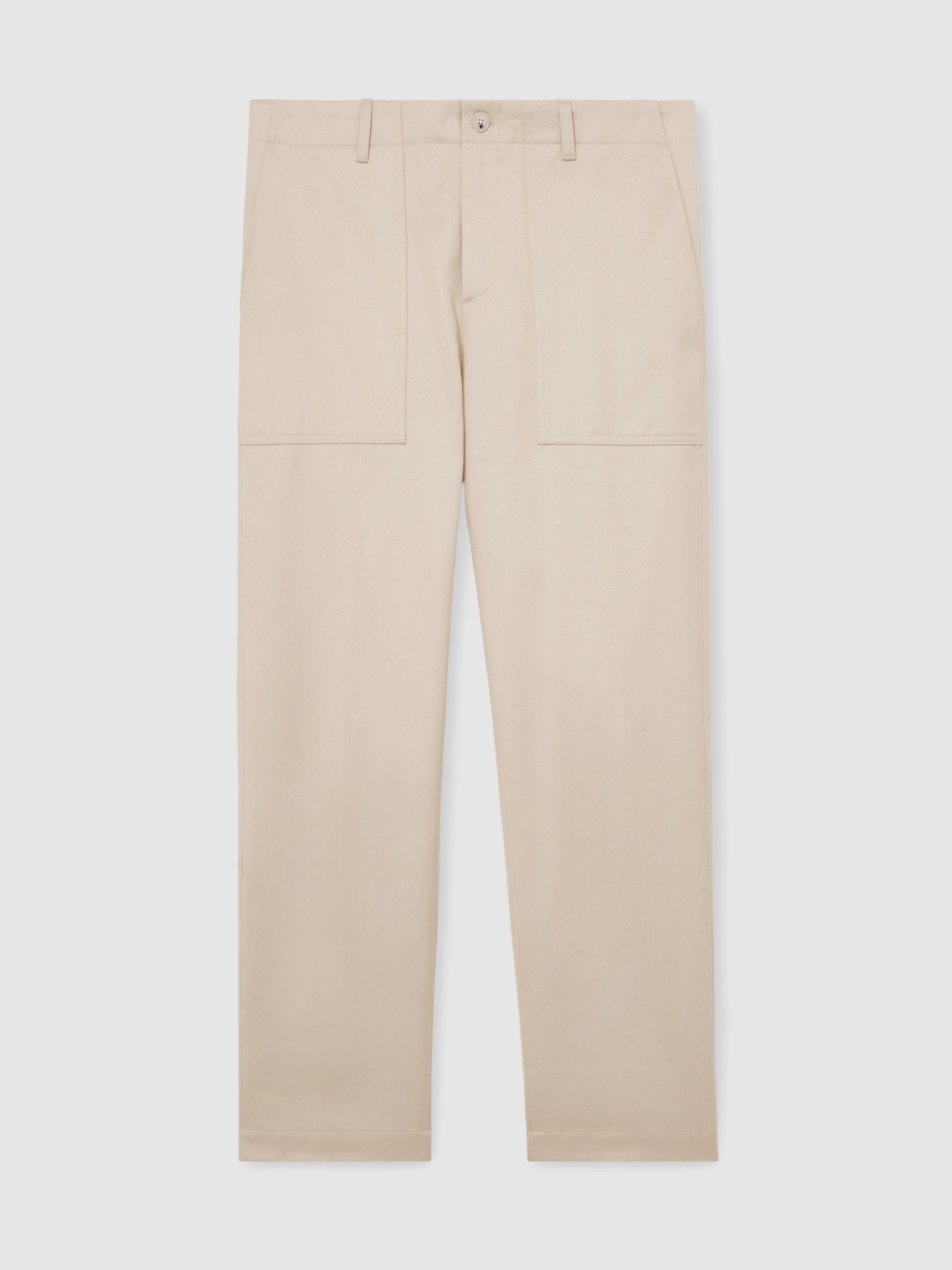 Lyocell Cotton Wide Utility Trousers in Ecru