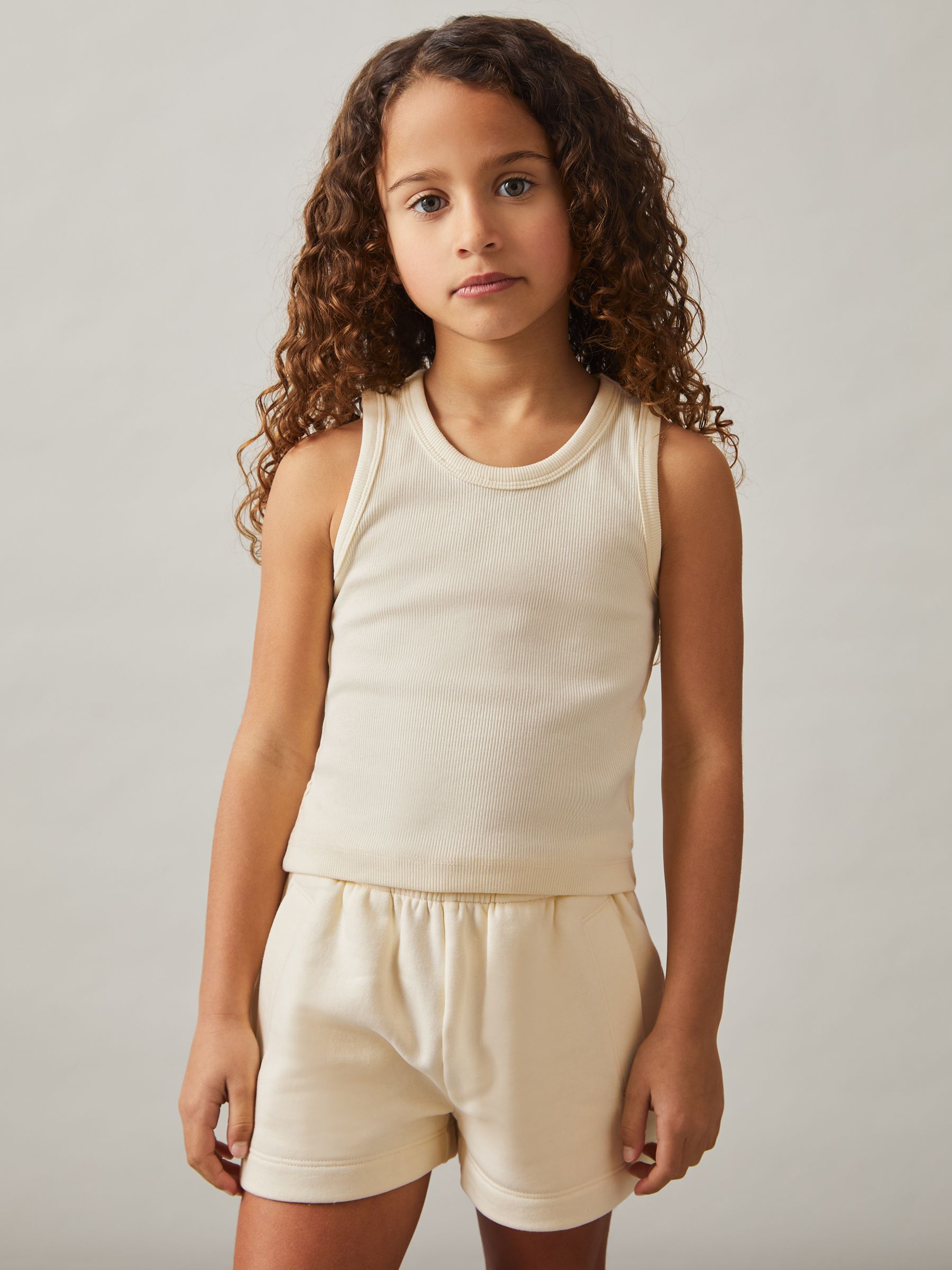 4-9 yrs Cotton Blend Ribbed Vest in Lemon