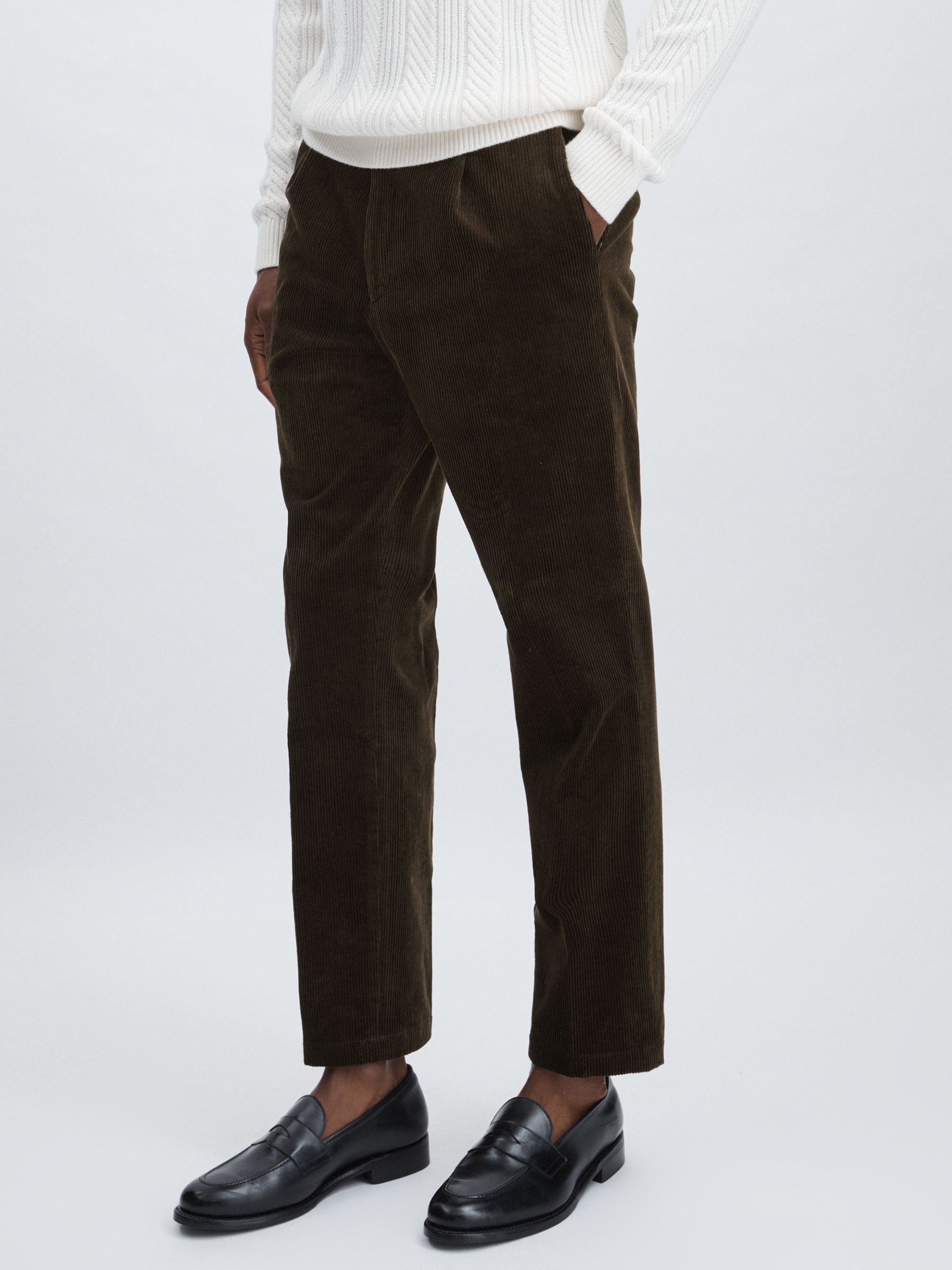 Oscar Jacobson Regular-Fit Corduroy Trousers in Dark Brown