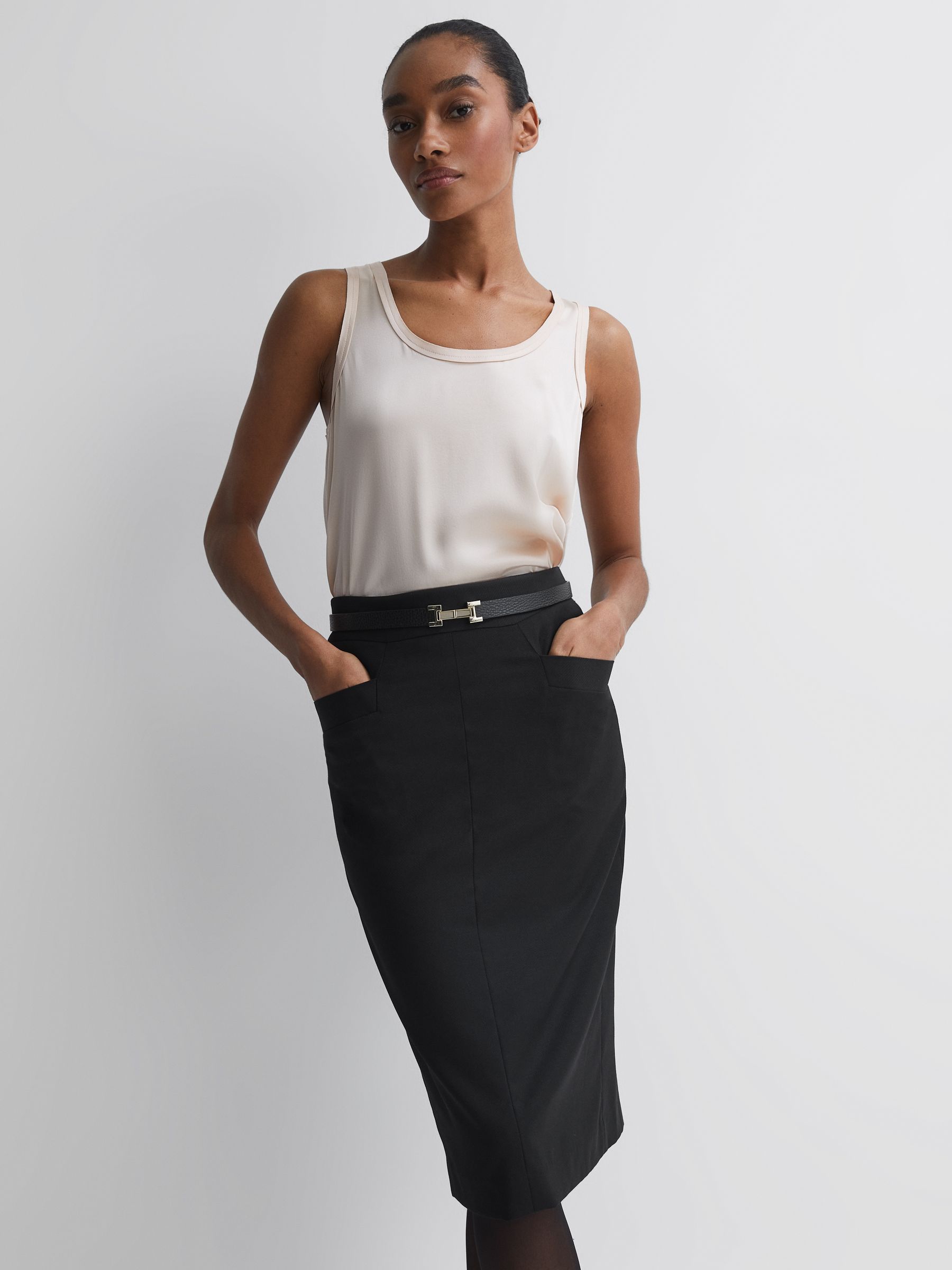 Petite Tailored Pencil Skirt in Black