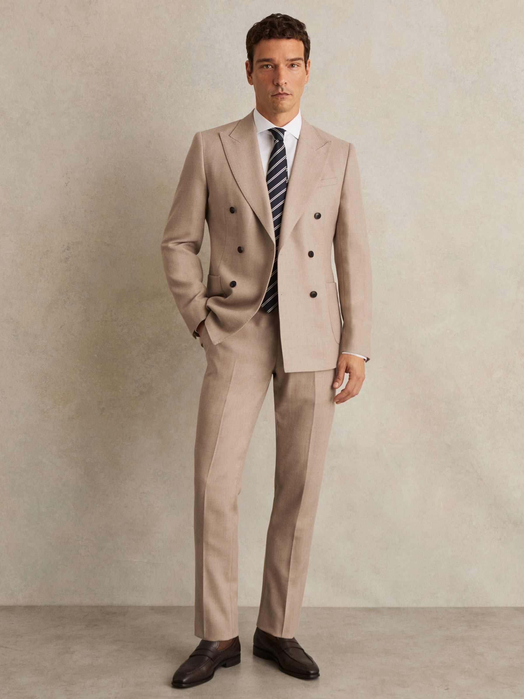 Wool-Blend Slim-Fit Suit Trousers in Oatmeal Brown