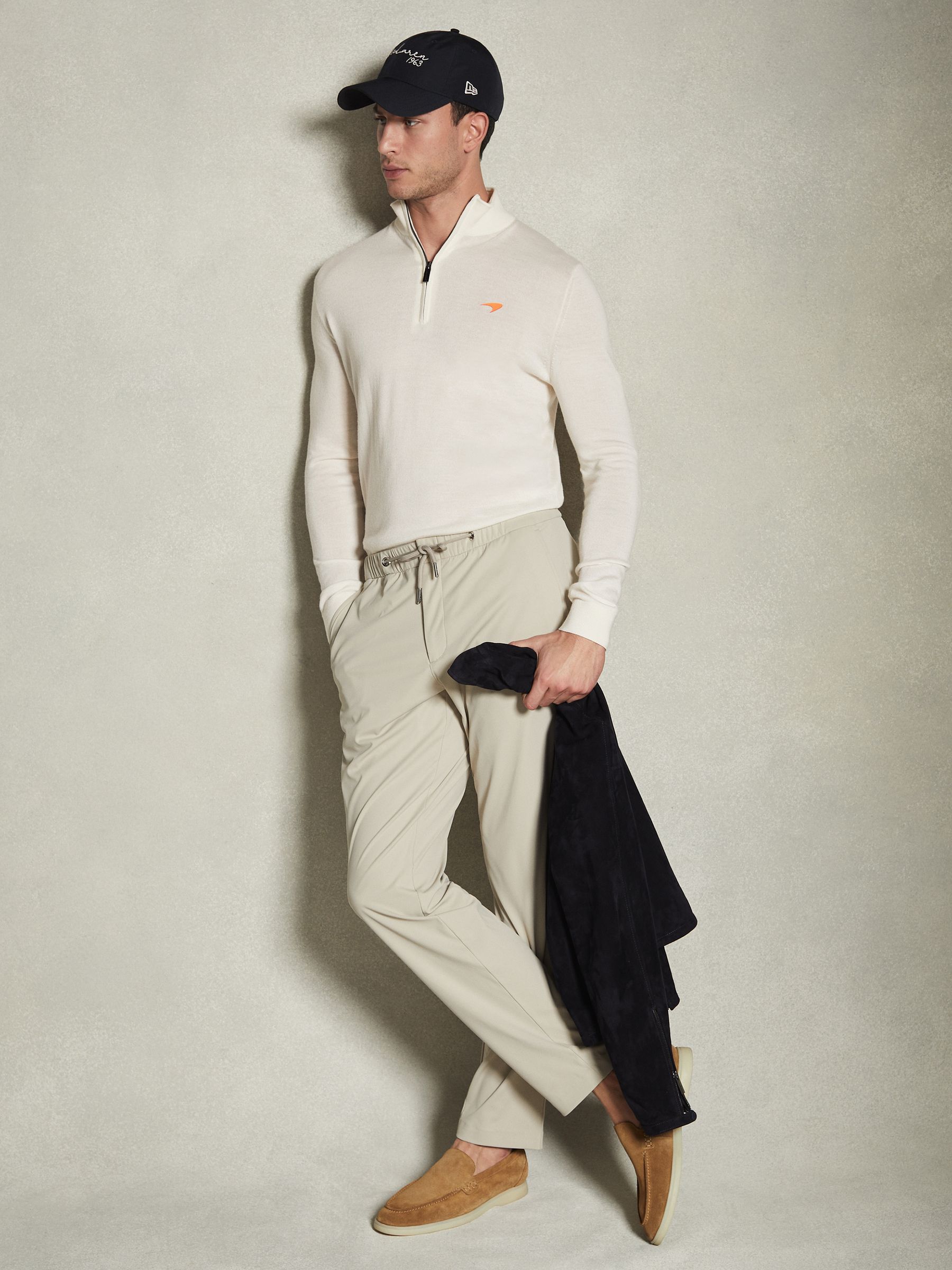 McLaren F1 Merino Half-Zip Funnel Neck Jumper in Bianco