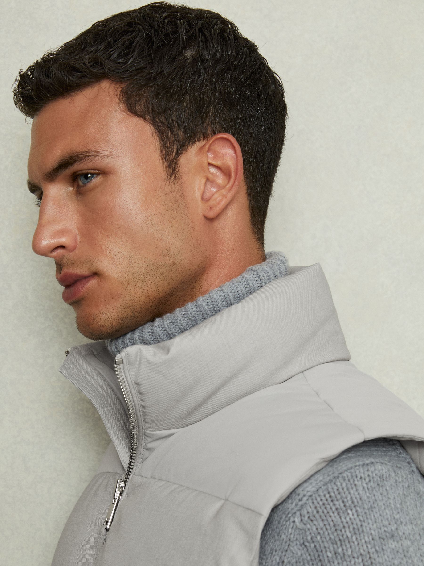 Patch Pocket Quilted Gilet in Grey