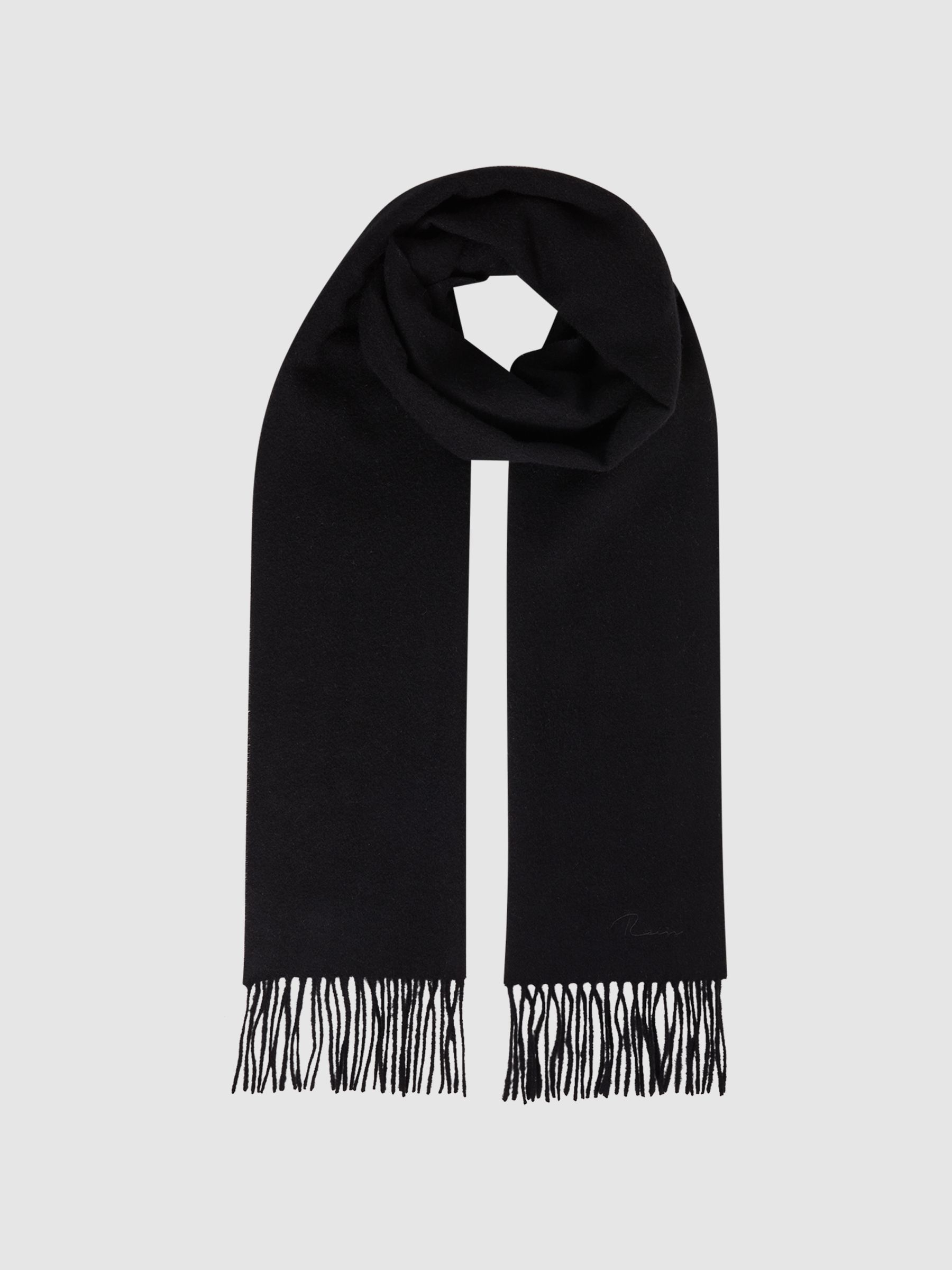 Wool and Cashmere Scarf in Black