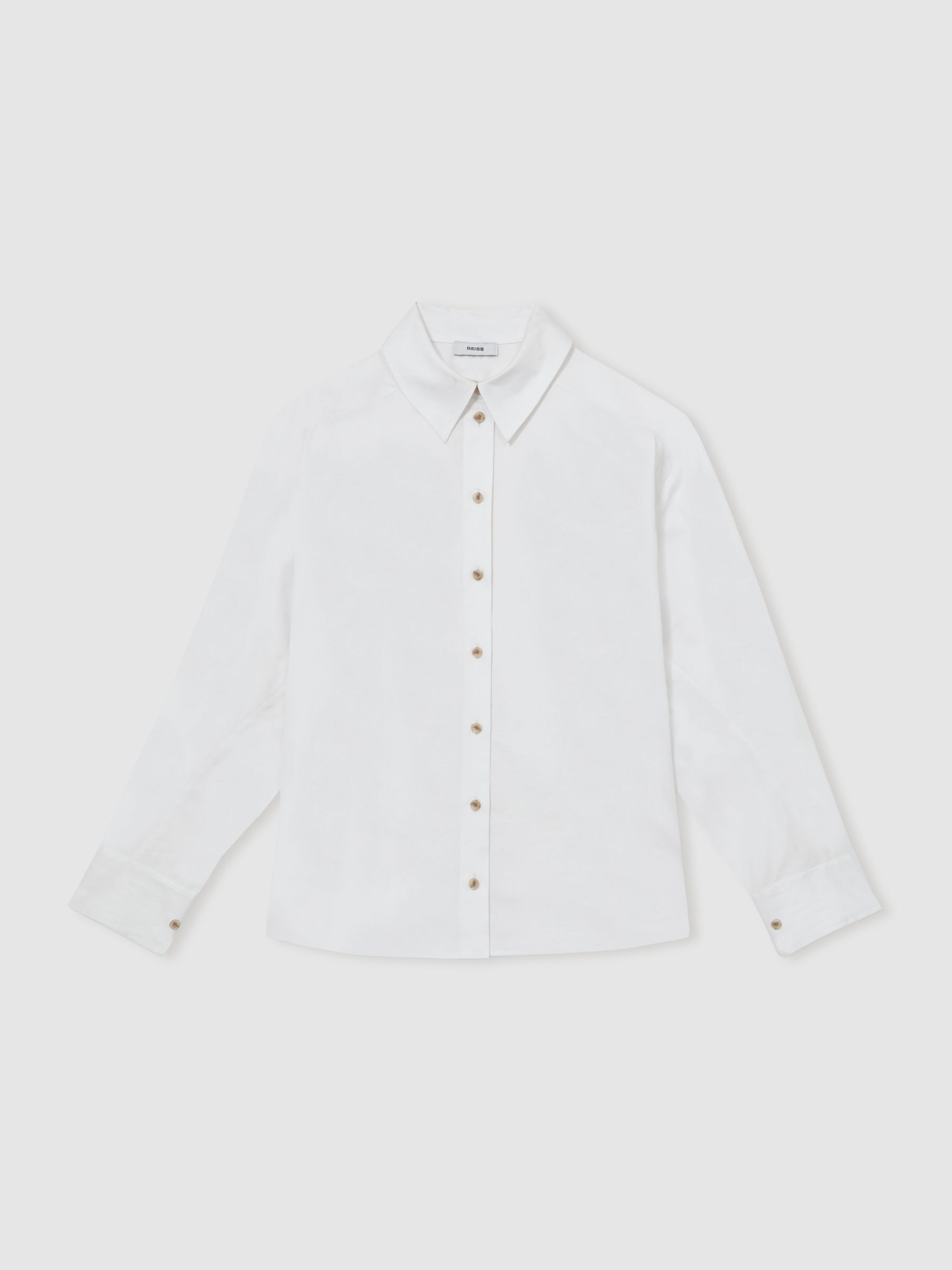 Cotton Button Through Oxford Shirt in White