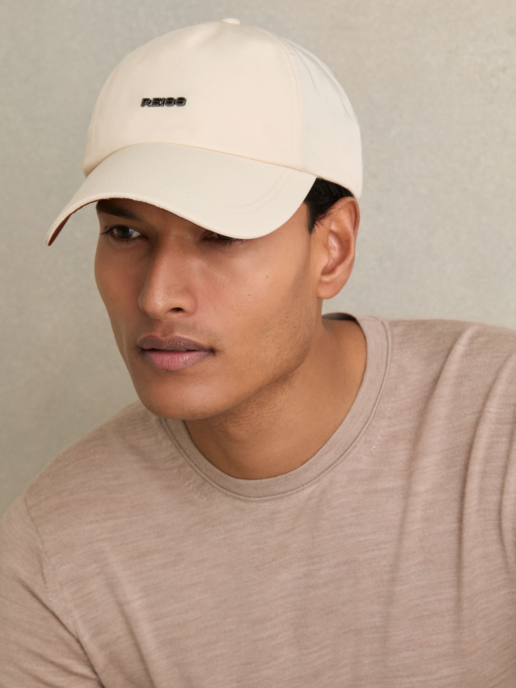 Logo Lettering Baseball Cap in Ecru