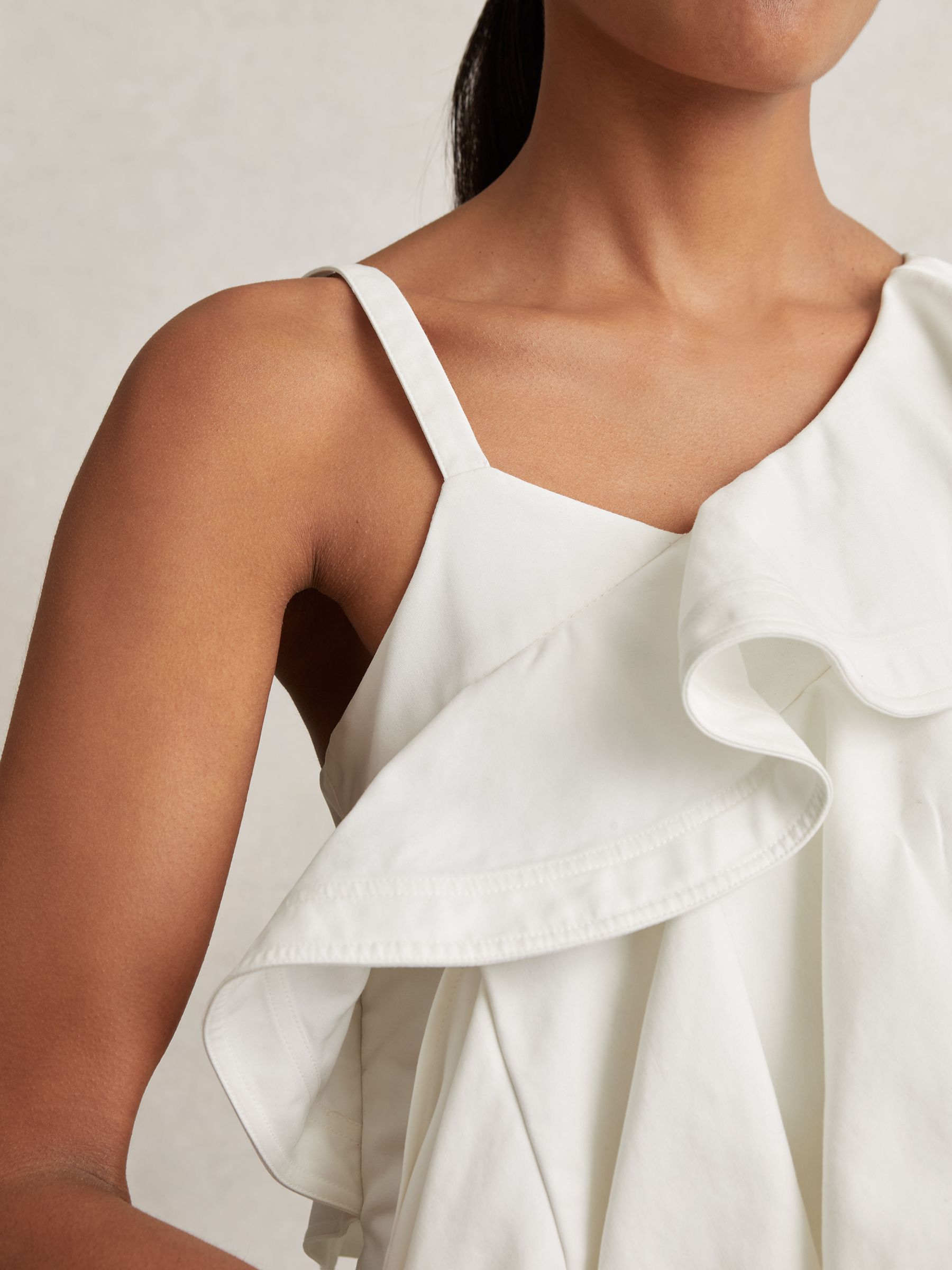 Cotton Tiered Ruffle Mini Dress in Ivory