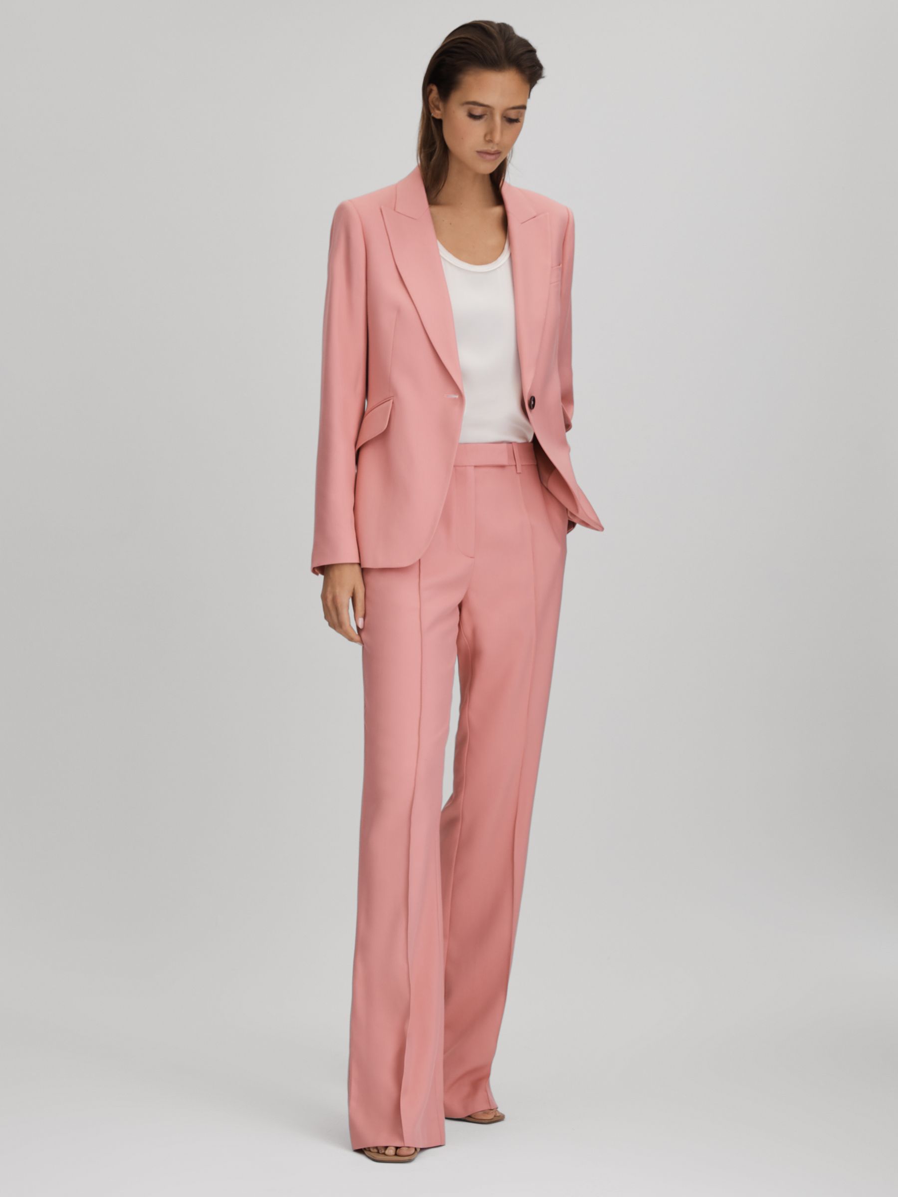 Flared Suit Trousers in Pink