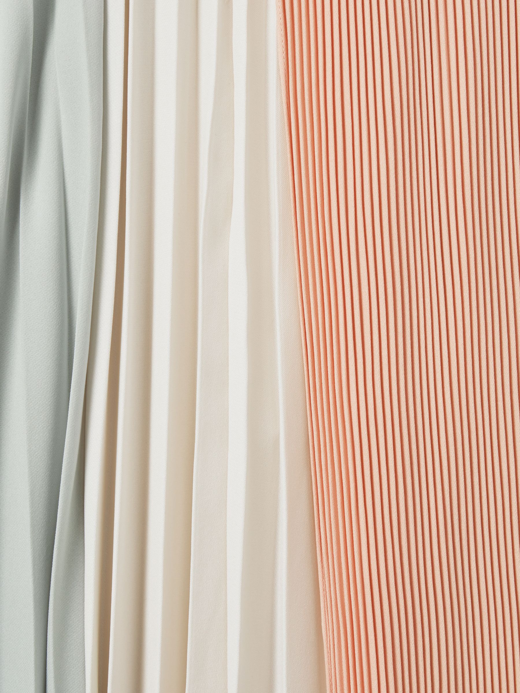 Pleated Asymmetric Midi Skirt in Pink/Cream